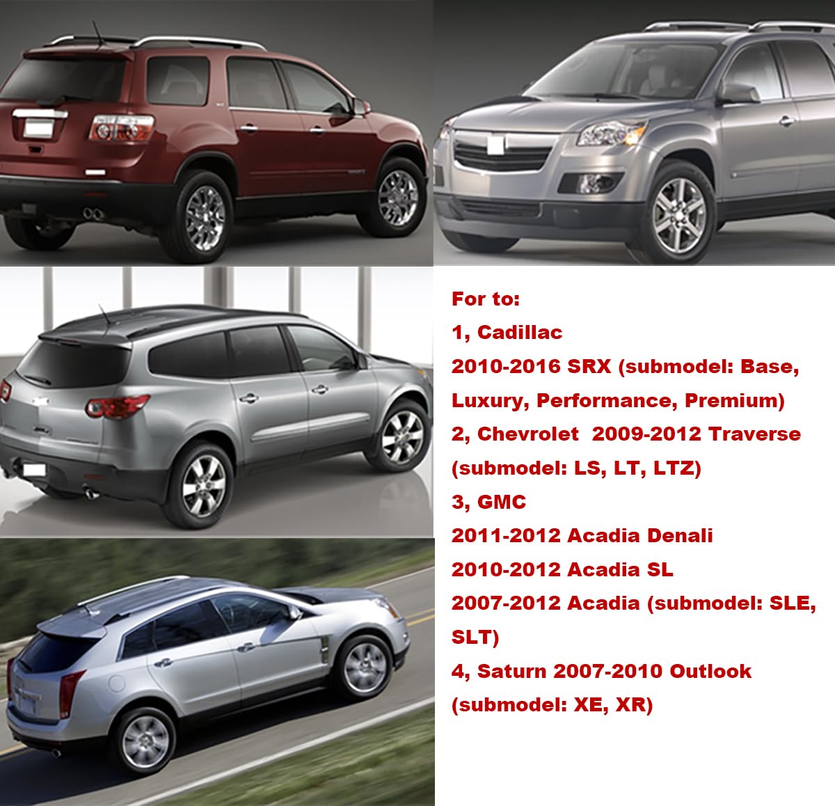 Rear Bumper Reflector For Cadillac Srx | Chevrolet Traverse | Gmc Acadia | Saturn Outlook Tail Light Lamp Pair-Left And Right