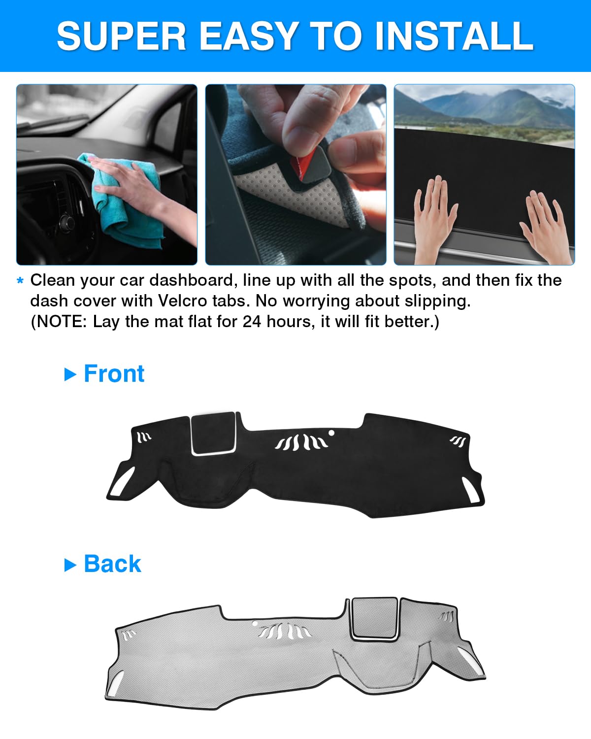 Autorder Custom Fit For Dashboard Cover Mat 2020-2023 Hyundai Sonata Accessories Flannel Dash Mat Non-Slip Carpet Sunshade Glare