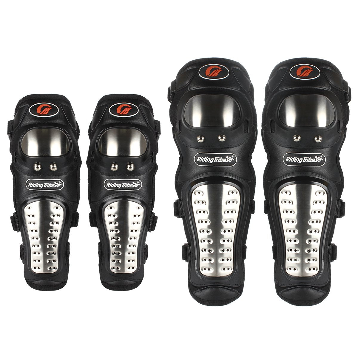 Ges Knee Pads Motorcycle - 4Pcs Adults Alloy Steel Motorcycle Atv Motocross Elbow Knee Shin Guards Protector Motocross Racing/Adult Knee (Long)