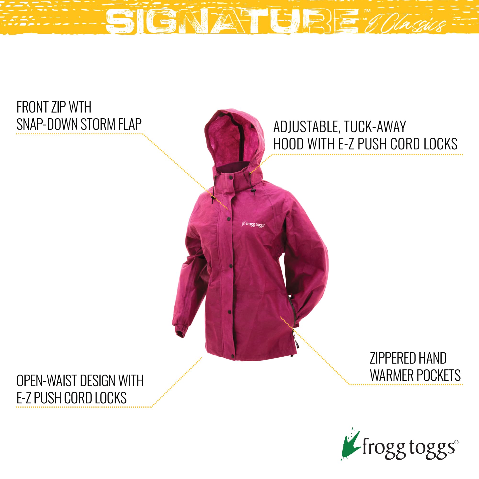 Frogg Toggs Women'S Standard Classic Pro Action Waterproof Rain Jacket, Cherry, Large