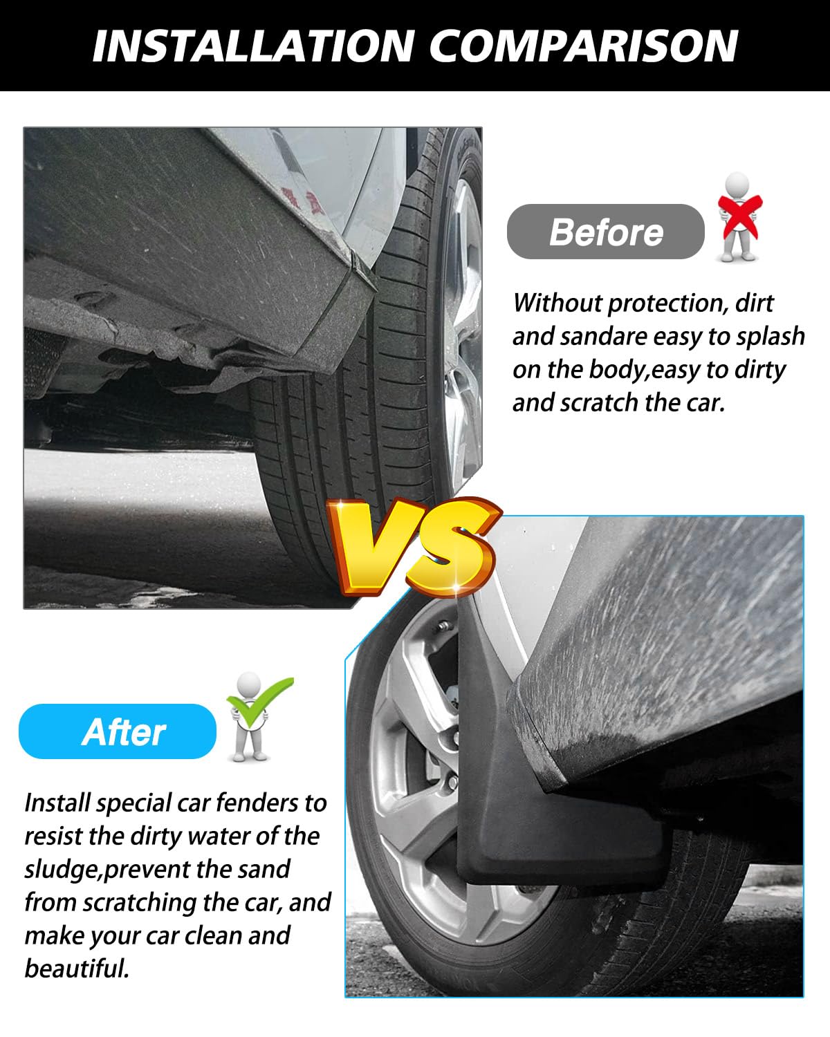 Powerty Custom Fit For Mud Flaps Toyota Rav4 2025 2024 2023 2022 2021 2020 2019 Splash Guards Molded Front And Rear Fender Cover