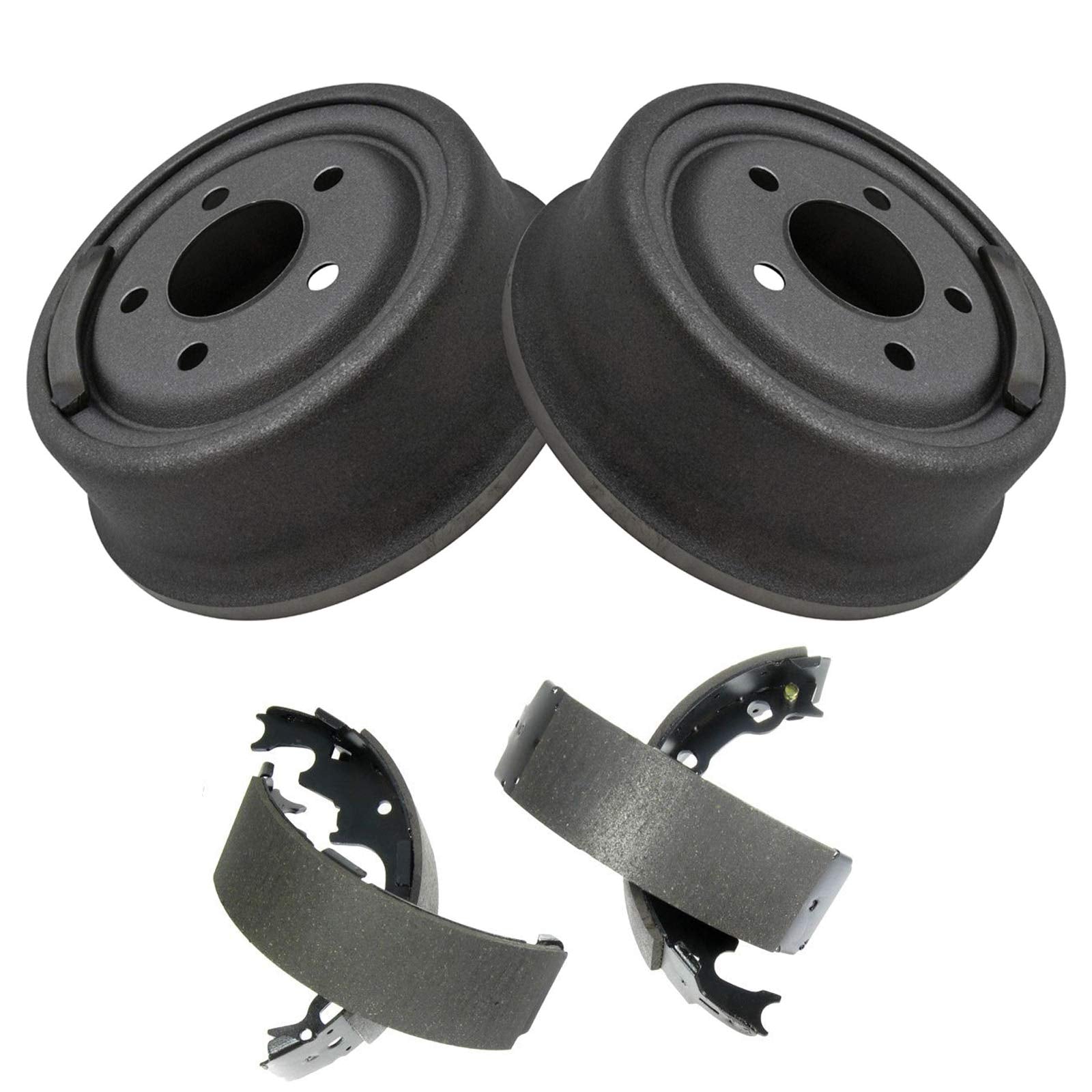TRQ 9'' Rear Brake Drum & Bonded Shoe Set Pair Kit for Jeep Wrangler Pickup Truck