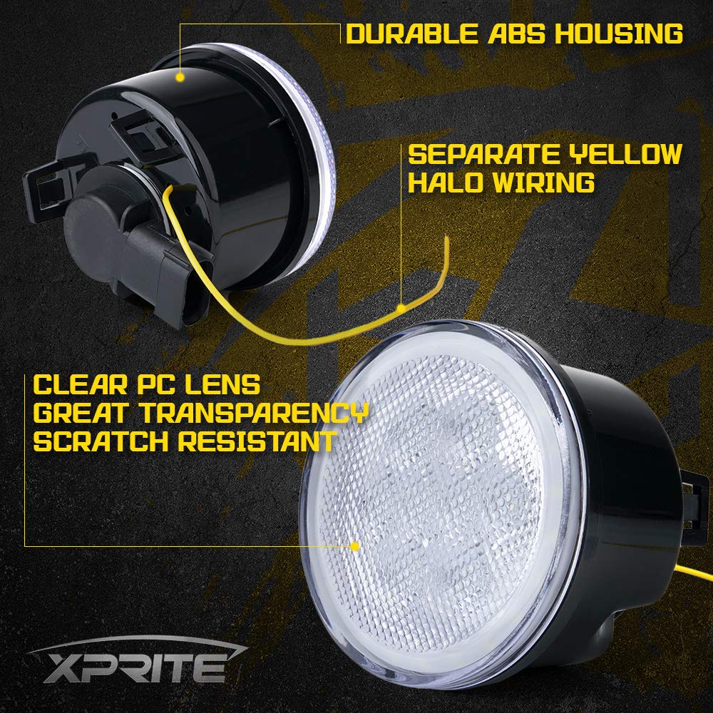 Xprite Led Turn Signal Lights With White Halo, Plug & Play Front Grille Parking Lights Compatible With 2007-2018 Jeep Wrangler J