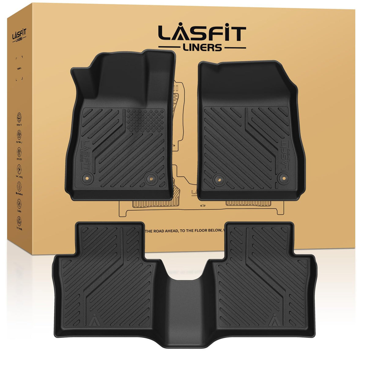 LASFIT Floor Mats for Chevrolet Chevy Impala 2014-2020 Car Floor Mats, All Weather TPE Custom Fit Floor Mats for Cars, 1st and 2