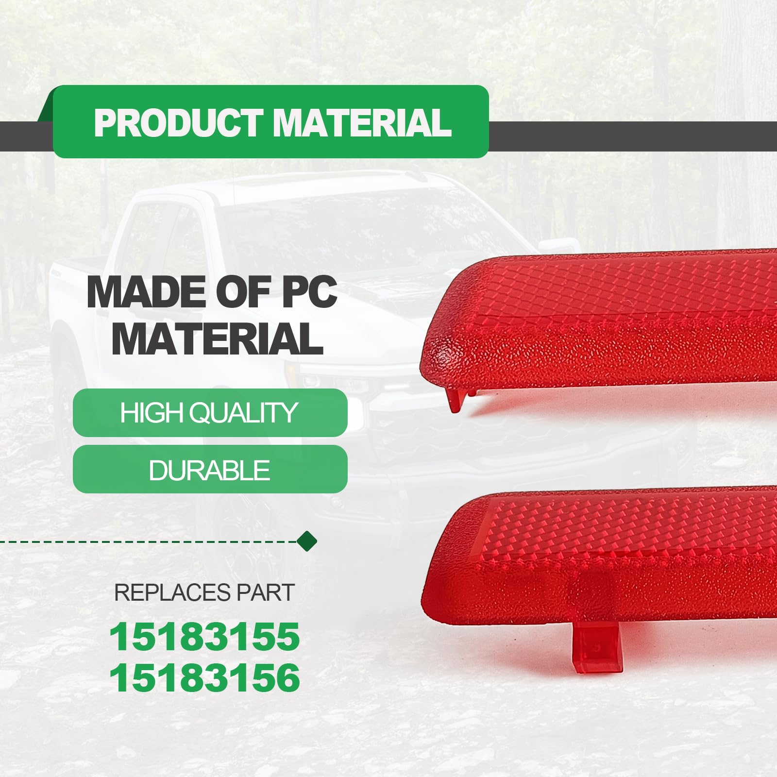 1 Pair Rear Left Driver And Right Passenger Side Door Red Reflector Panel, Safety Alert Light Cover, Compatible With Chevrolet G