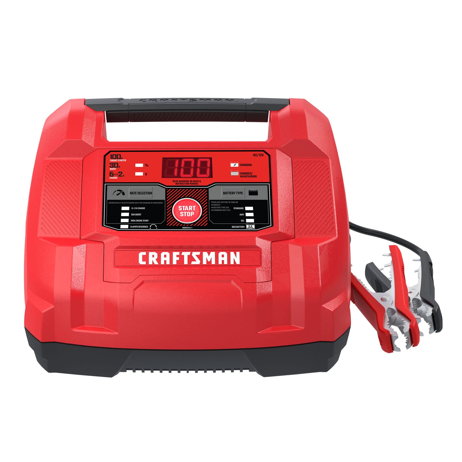 CRAFTSMAN Battery Charger and Engine Starter, CMXCESM253, 6-in-1, Fully Automatic, Battery Tester, Alternator Tester, 100 Cranki