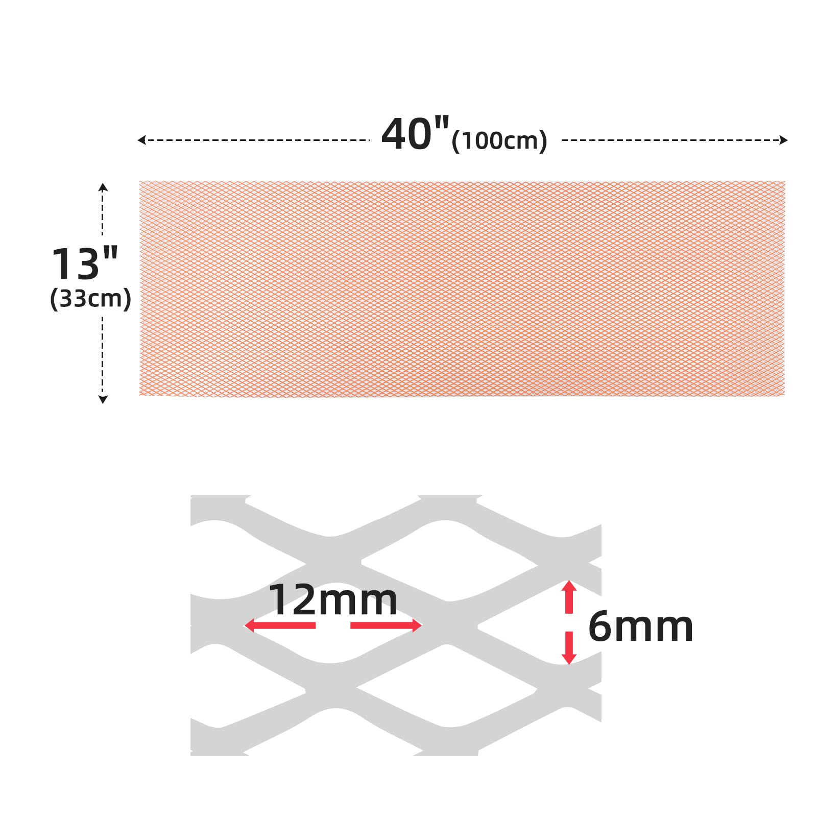 AggAuto Universal 40''x13'' Car Grill Mesh - Aluminum Alloy Automotive Grille Insert Bumper Rhombic Hole 6x12mm, One of the Most