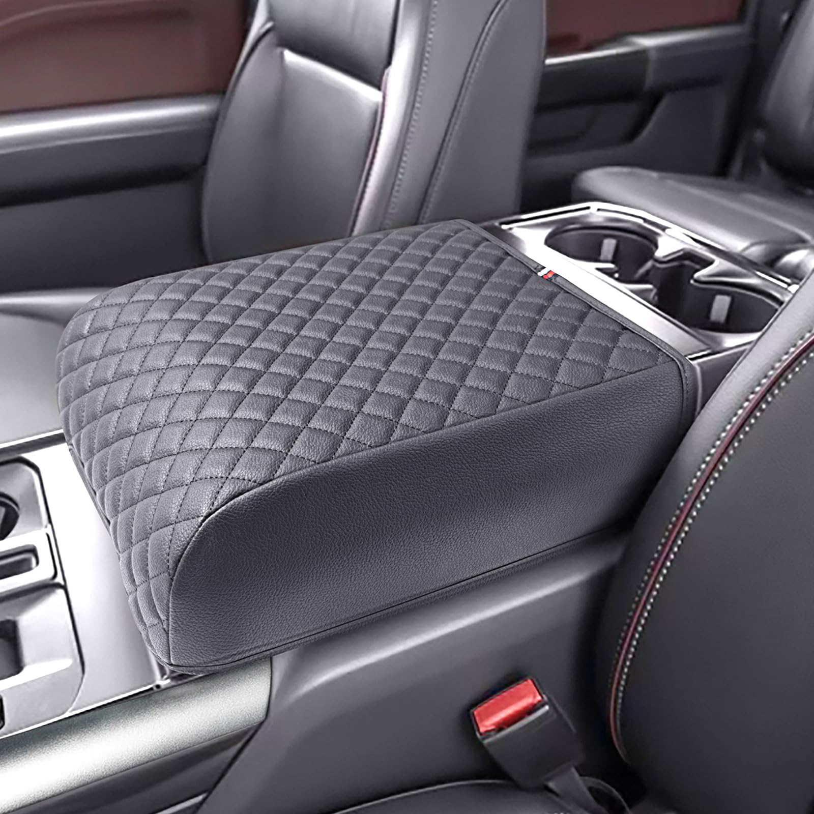 Pimcar Center Console Cover For Ford F150 2025 2024 2023 2022 2021 Pu Leather Armrest Cushion Protector Interior Accessories (On