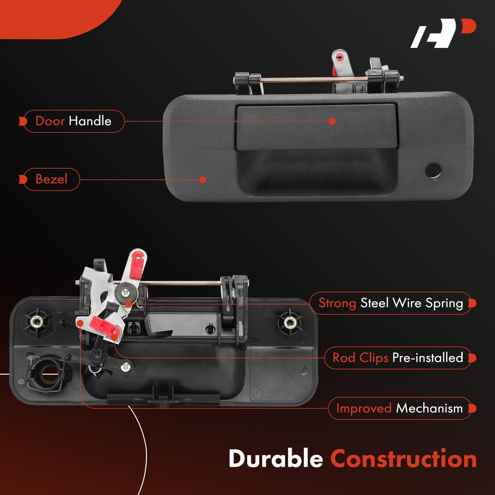 A-Premium - Tailgate Handle Liftgate Latch Handle With Keyhole - Compatible With Toyota Tundra 2007-2013 - Textured Black - Replace# 69090-0C040, 690900C040