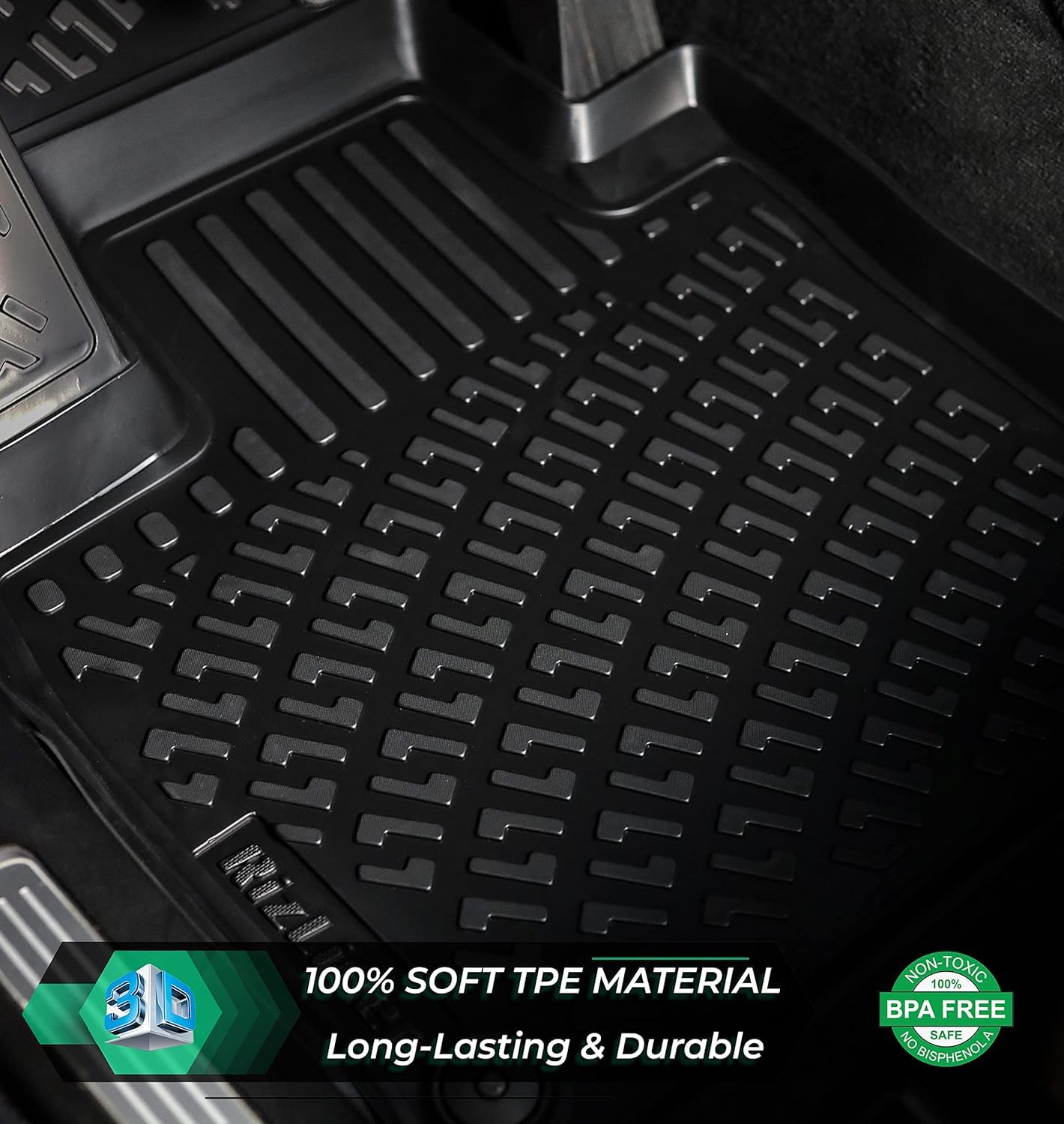 Rizliner Hyundai Accent 2006-2011 Floor Mats 3D Custom Fit Compatible With Hyundai Rubber Car Mats Laser Measured Floor Liners A