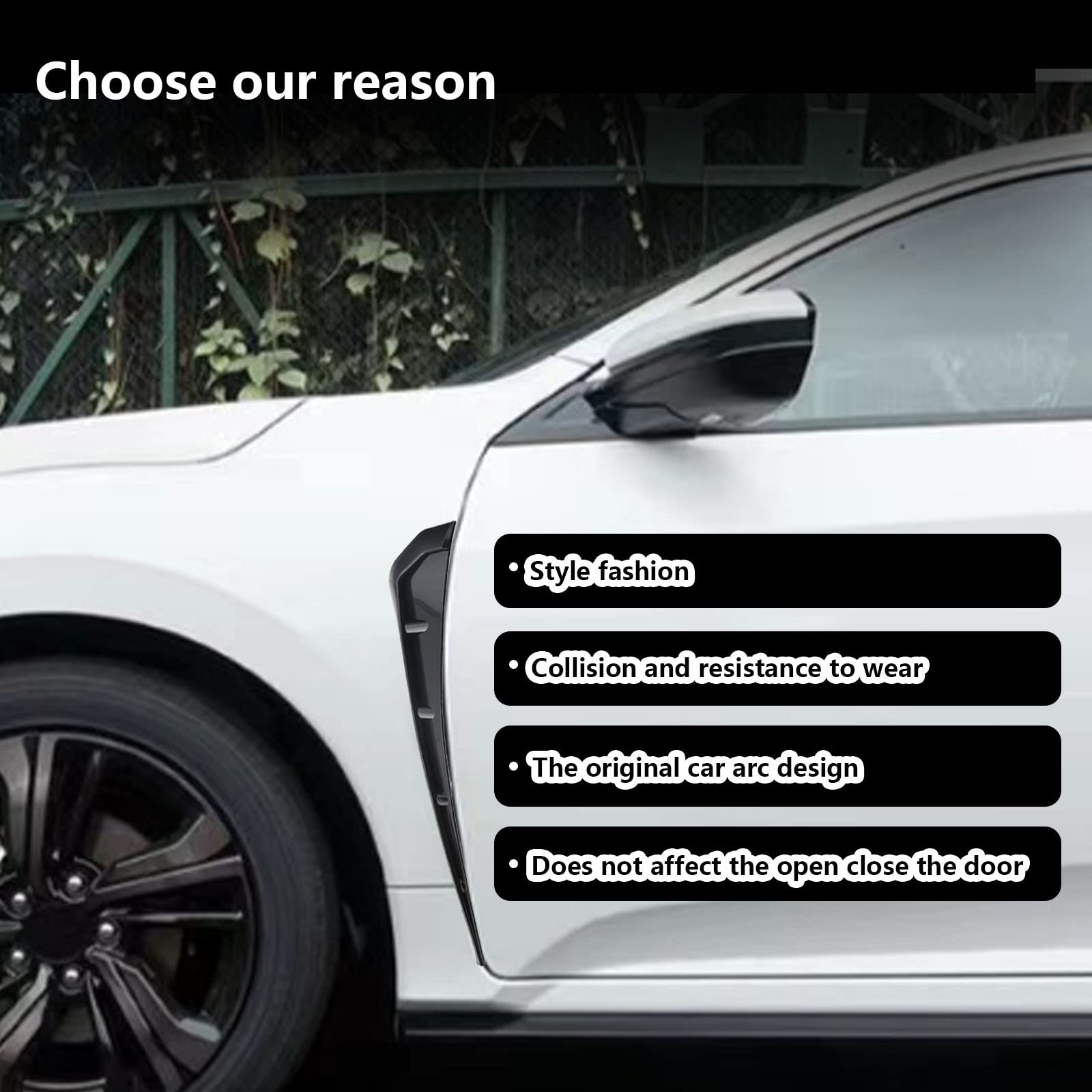 2Pcs Car Fender Side Vents, Air Vent Trim Cover, Abs Carbon Fiber Exterior Sticker, Air Flow Intake Hole Grille Auto Exterior Accessories Universal (Black)