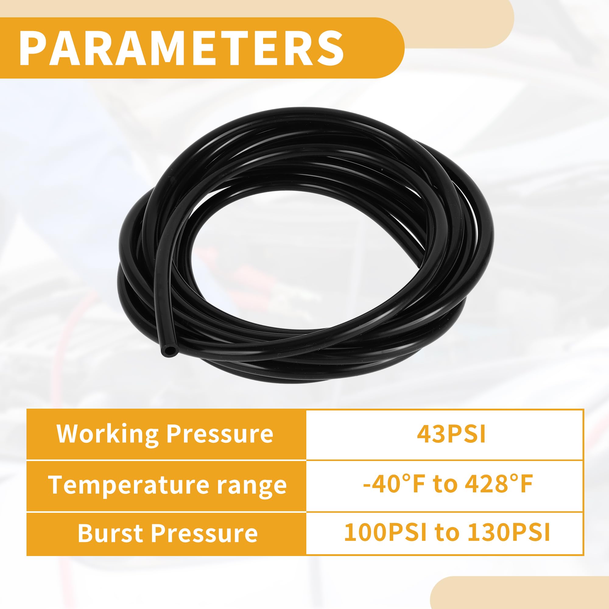 Partuto 1pc 130PSI Max Pressure Silicone Vacuum Tubing Hose for Chevrolet for Buick for Lincoln Engine Automotive Vacuum Line Si