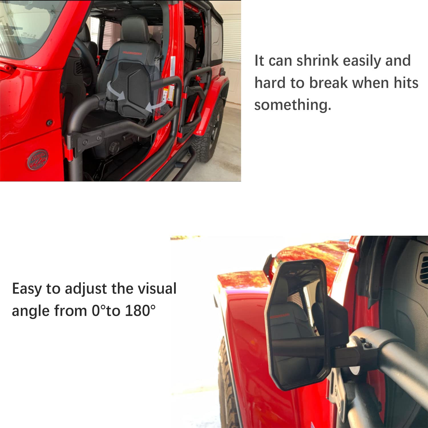 Universal Offroad UTV Rear View Side Mirror for Pioneer Polaris 900 1000 Kawasaki Can Am John Deere with 1.6'' - 2'' Roll Cage B