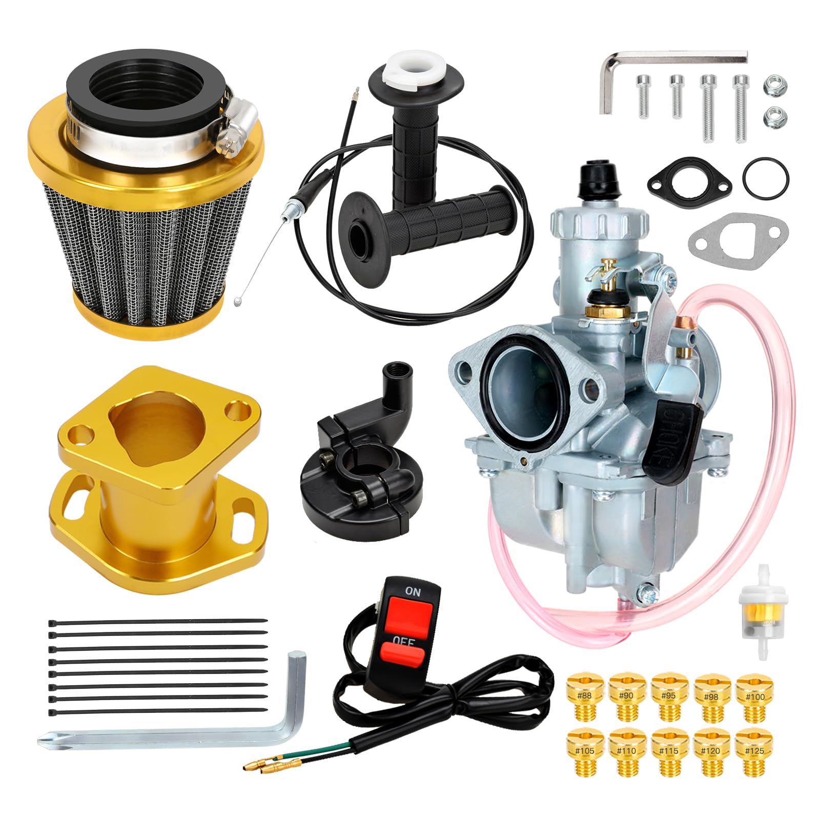 FVRITO VM22 Carburetor Carb Kit Twist Throttle Assembly for Predator 212cc 196cc Coleman CT200U CT200U-EX BT200X Mini Bike KT196