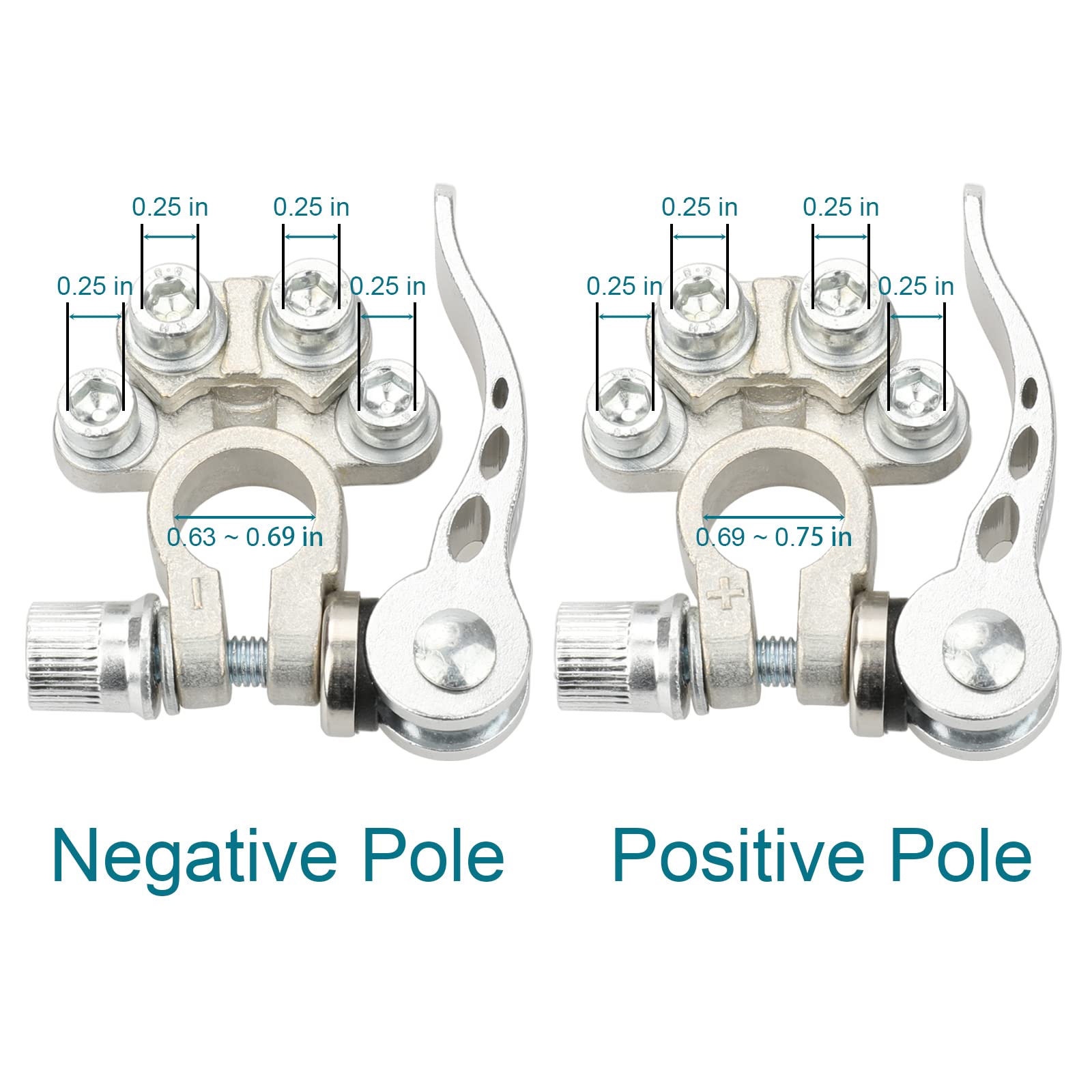 2Pcs Battery Terminal Connectors, 4 Way Quick Release Disconnect Battery Terminals, Positive Negative Battery Cable Ends For Sae/Jis Type A Posts By Zonbang
