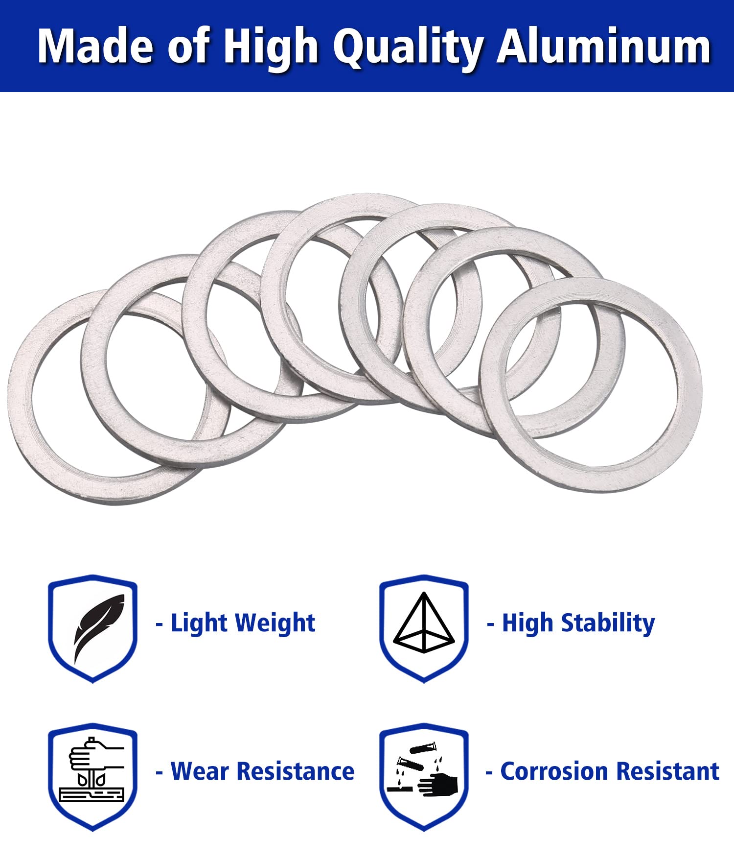 Crush Washer Oil Drain Plug - 568 Pieces 18 Sizes Aluminum Automotive Engine Oil Pan Drain Plug Gasket Assortment Kit (M6 M8 M10 M12 M14 M16 M18 M20 M22 M24)