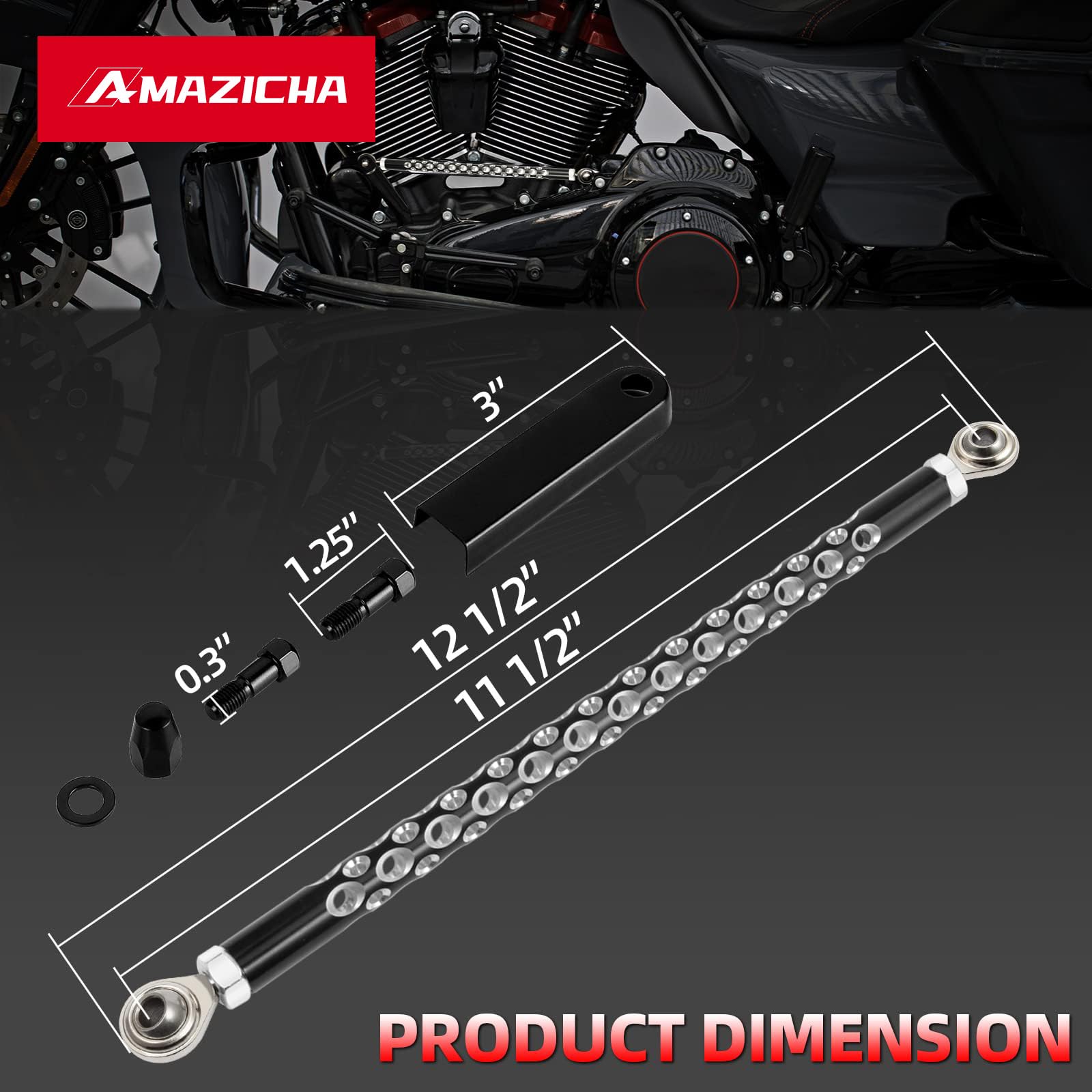 Amazicha Shift Linkage Gear Motorcycle Shifter Linkage Black Compatible For Harley Davidson Softail Dyna Touring Street Glide El