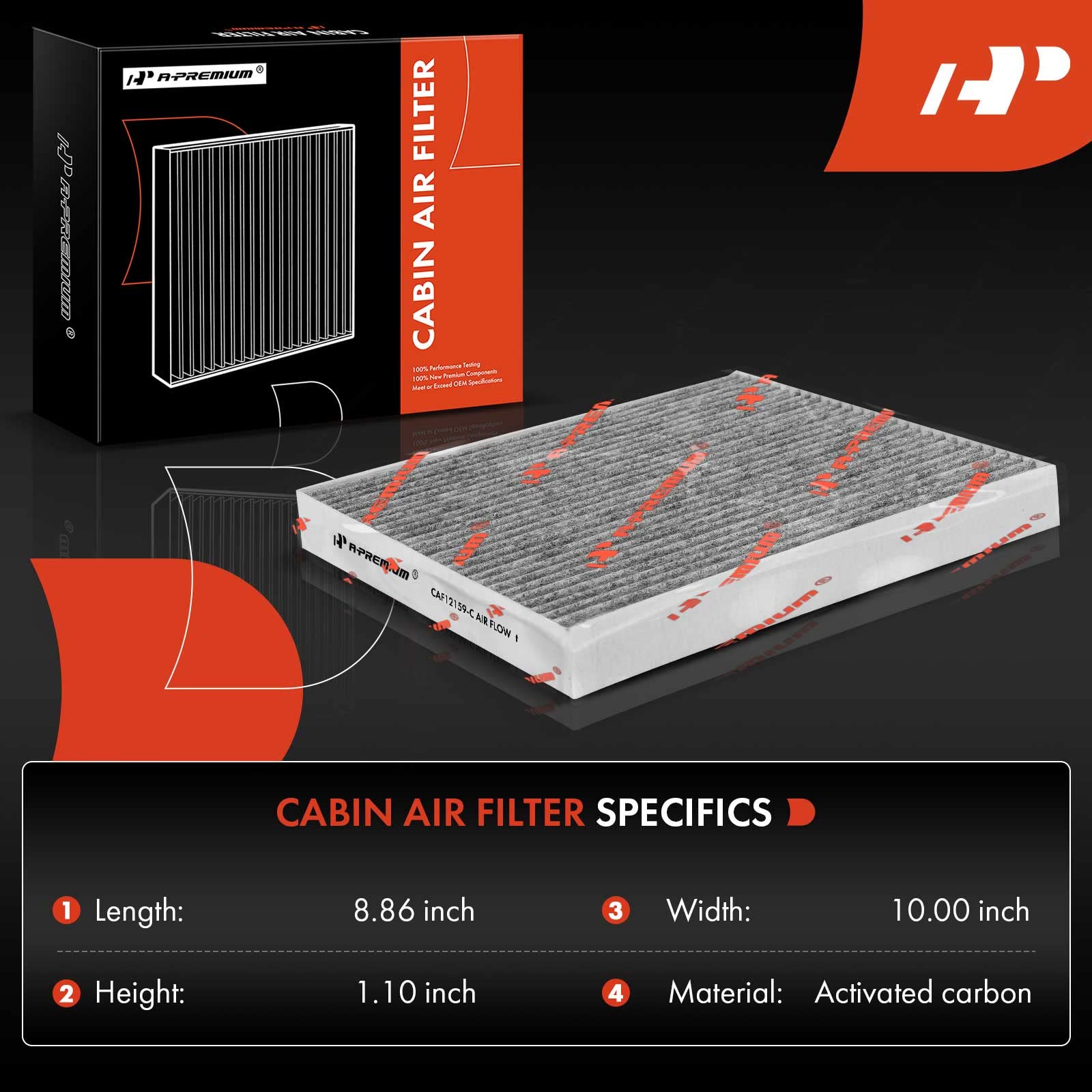 A-Premium Cabin Air Filter with Activated Carbon Compatible with Hyundai Sonata 2016-2019 & Kia Optima 2016-2020 Replace# 97133C