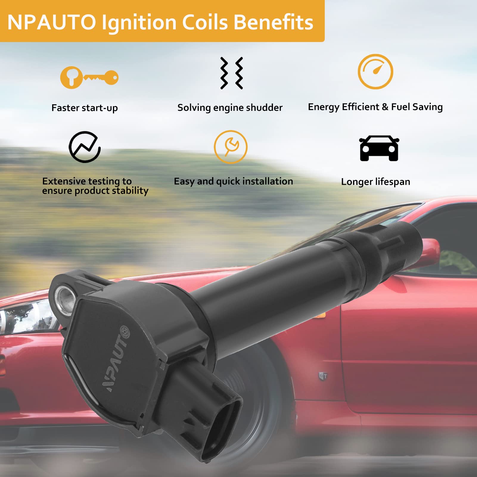 Npauto Ignition Coil Pack Compatible With 2.0 2.4 3.0 2007-2016 Mitsubishi Outlander Sport Lancer 2007 2008 2009 2010 2011 2012 2013 2014 2015 2016, L4 2.0L 2.4L V6 3.0L, Uf-559 Uf-589, Set Of 4