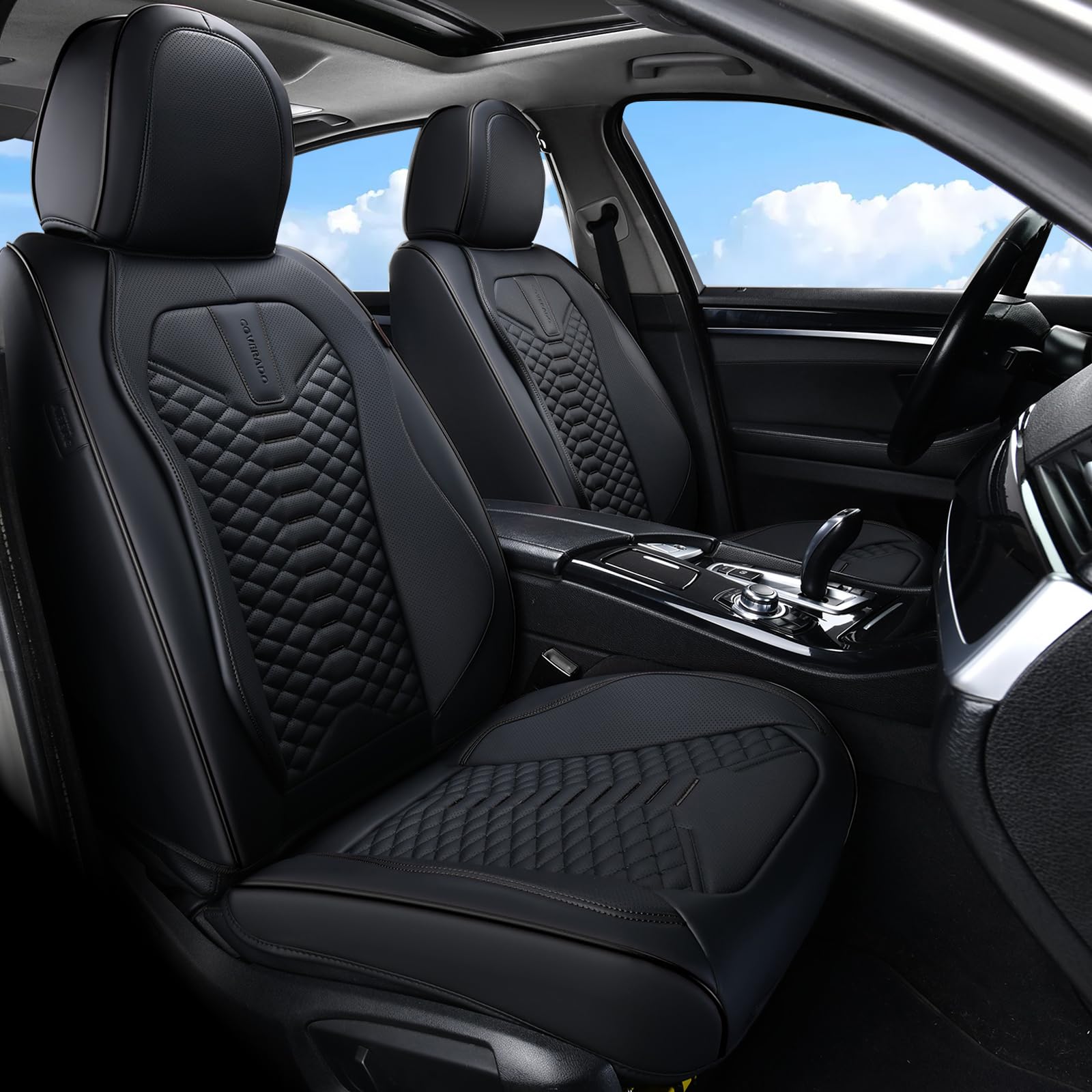 Coverado Leather Seat Covers, Car Seat Covers Full Set, Black Seat Covers For Cars, Car Seat Protector Waterproof, Car Seat Cove