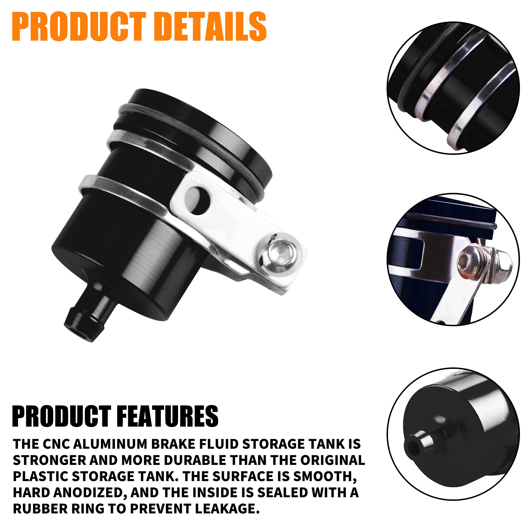 Mrelc Universal Motorcycle Aluminum Brake Fluid Reservoir Oil Cup Fit For Yamaha Kawasaki Honda Suzuki Bmw And More (Black)