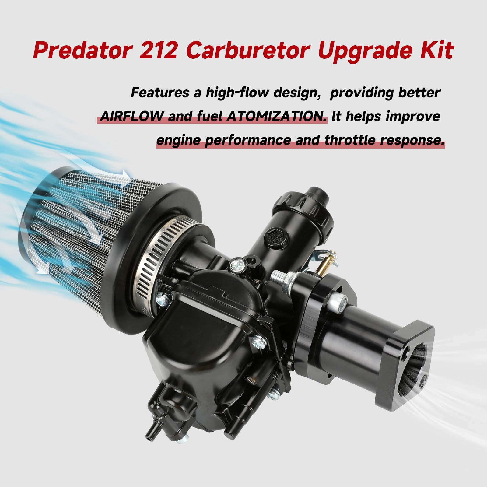 FVRITO VM22 Carburetor and Throttle Kit for Predator 212cc 196cc Coleman Mini Bike CT200U CT200U-EX BT200X Axis M200 KT196 Go Ka
