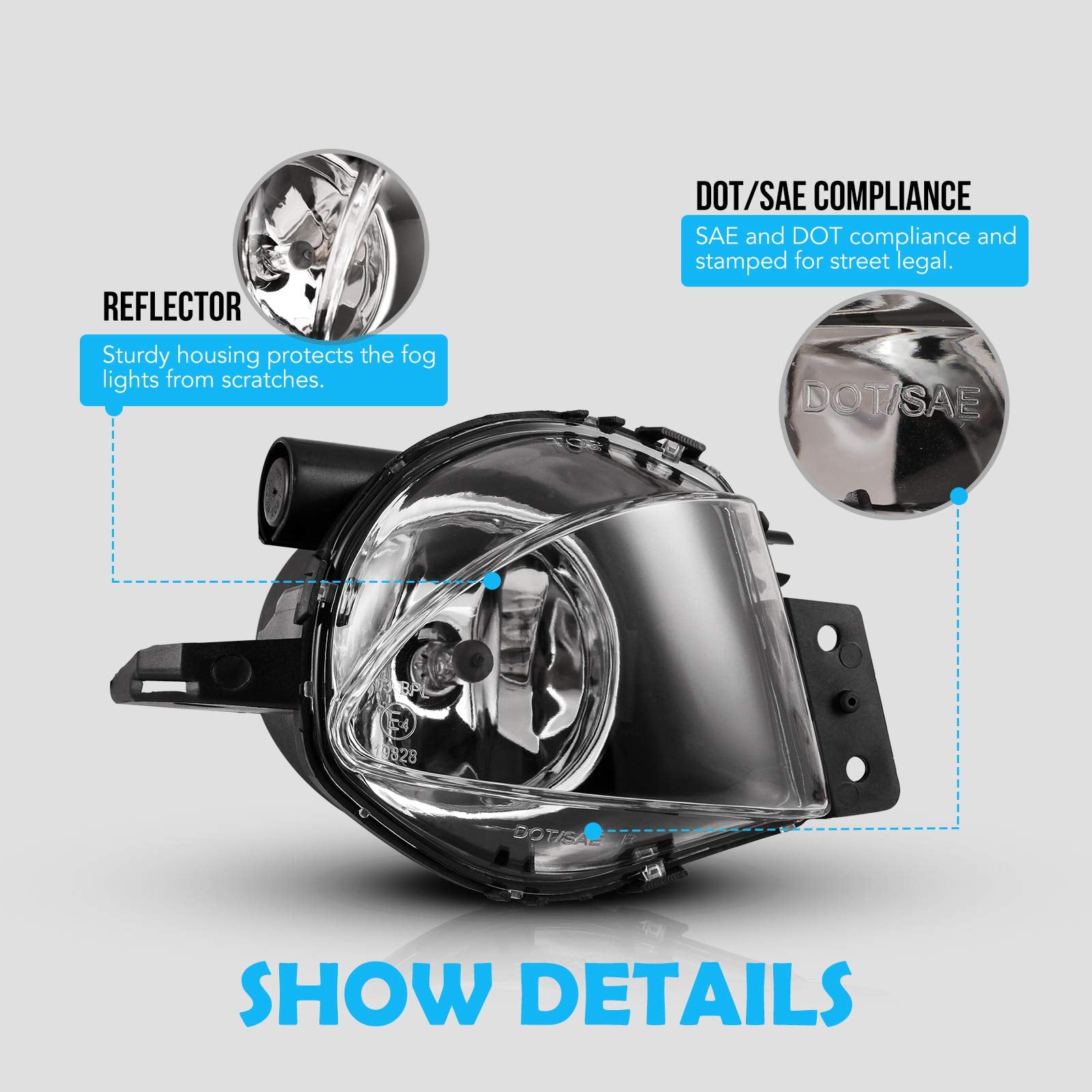 Autowiki Fog Lights Compatible With 2006-2008 Bmw 3 Series E90 Sedan/ E91 Wagon (W/O Sport Pkg) 2Pcs With Clear Lens