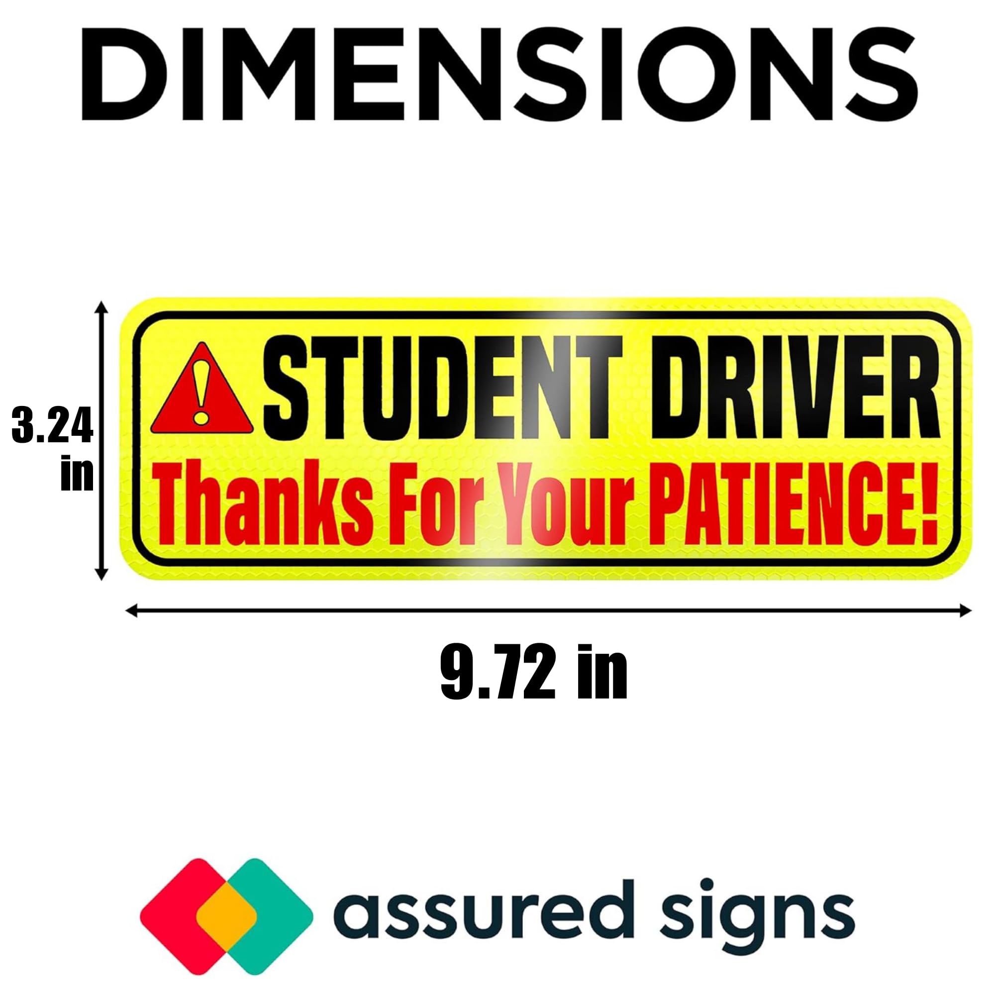 Student Driver Magnet For Car - Extra Strong Hold - 9.72'' By 3.24'' - 3 Pack - Essential Magnetic New Driver Sticker Signs - Re