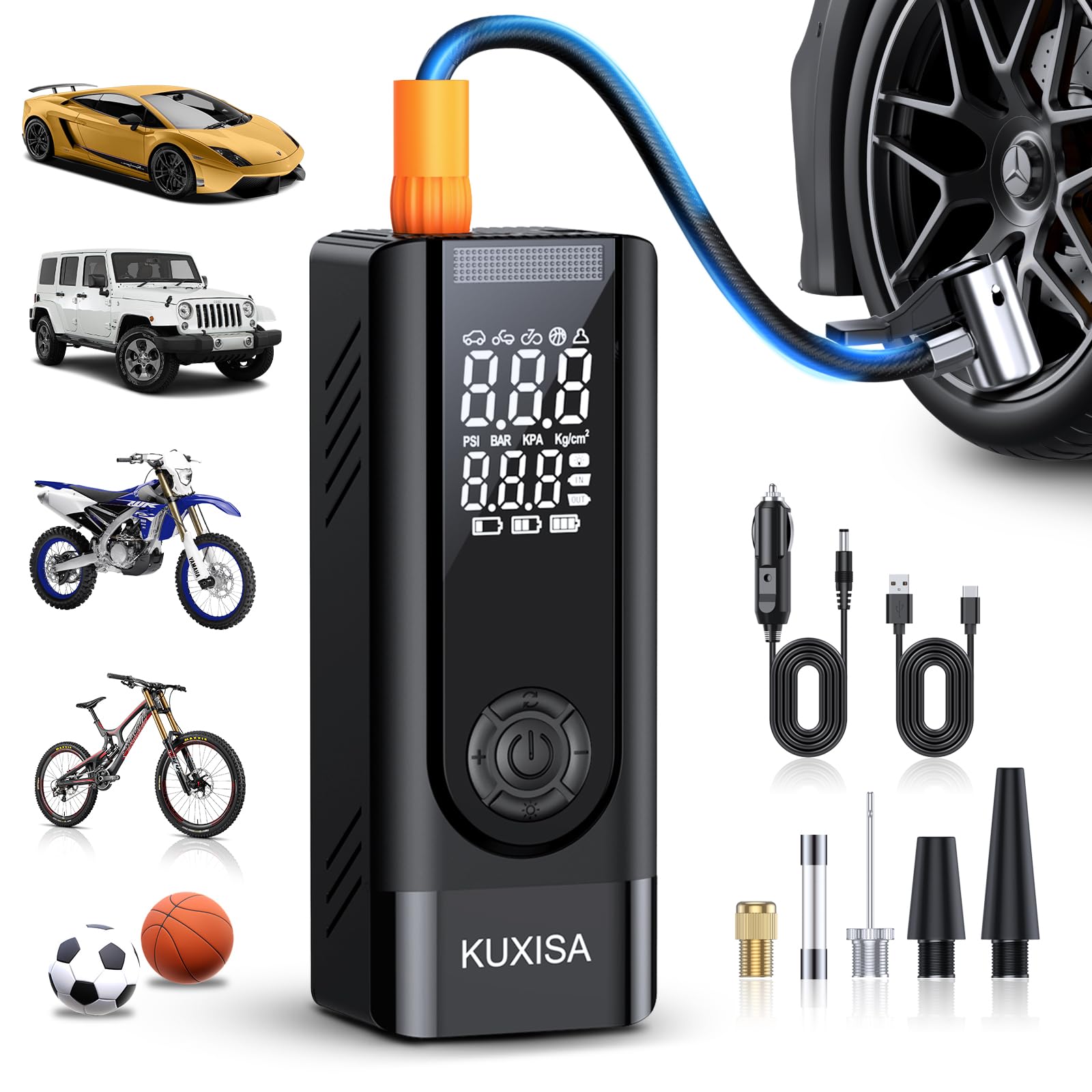Tire Inflator Portable Air Compressor, 180Psi Air Compressor With Digital Pressure Gauge, 25000Mah & 3X Faster Portable Air Pump
