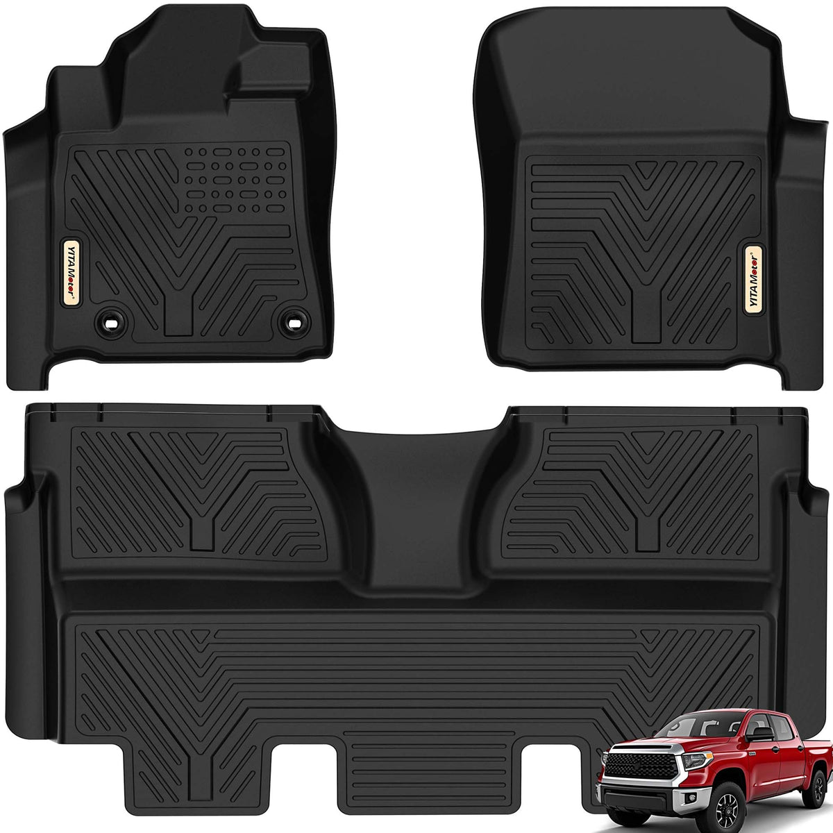 Yitamotor Floor Mats Compatible With 2014-2021 Toyota Tundra Crewmax Cab (With Coverage Under 2Nd Row Seat)