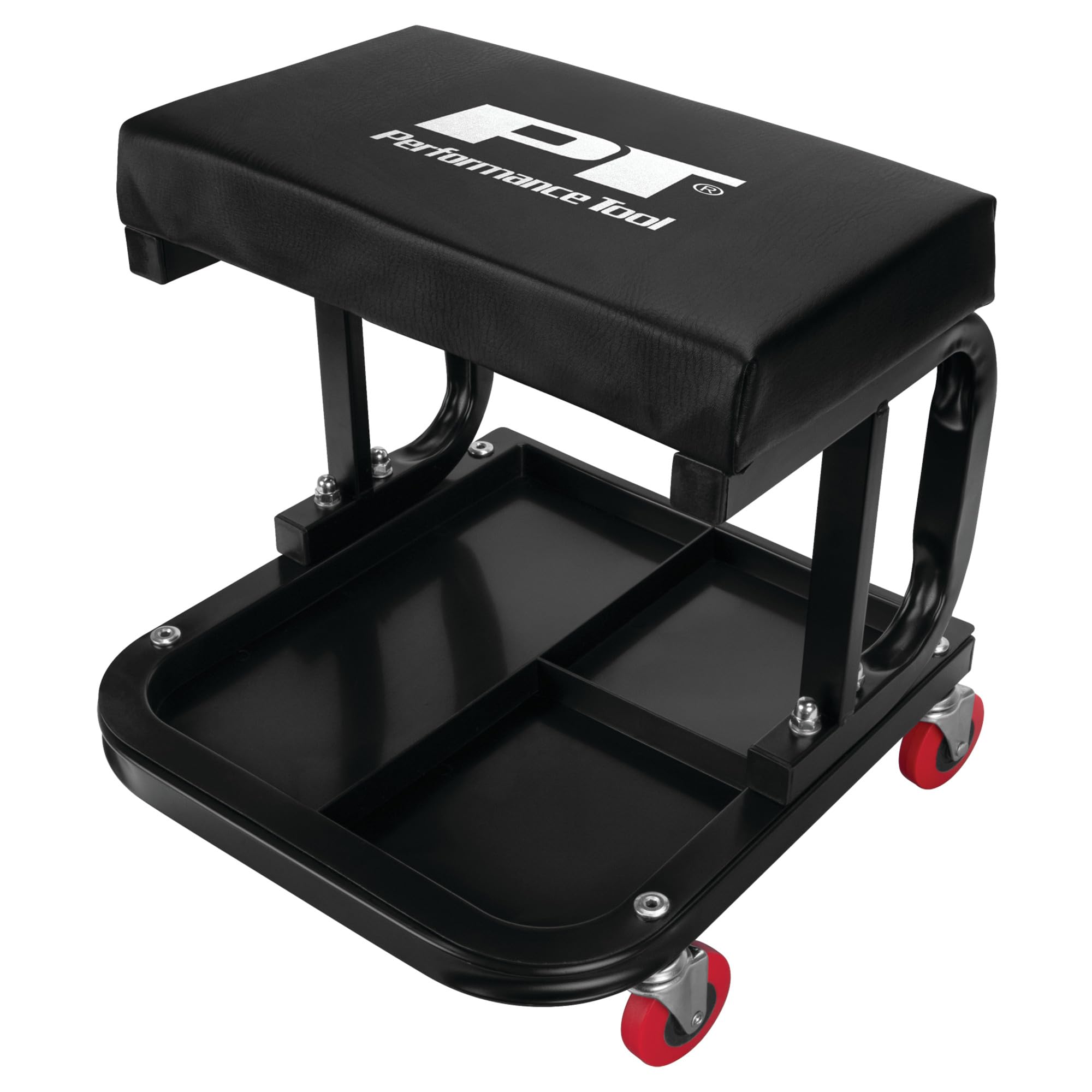 Performance Tool W85007 C-Frame Creeper Rolling Work Seat with Tool Tray for Mechanic Garages and Workshops, Black, 11.5 x 12.5-