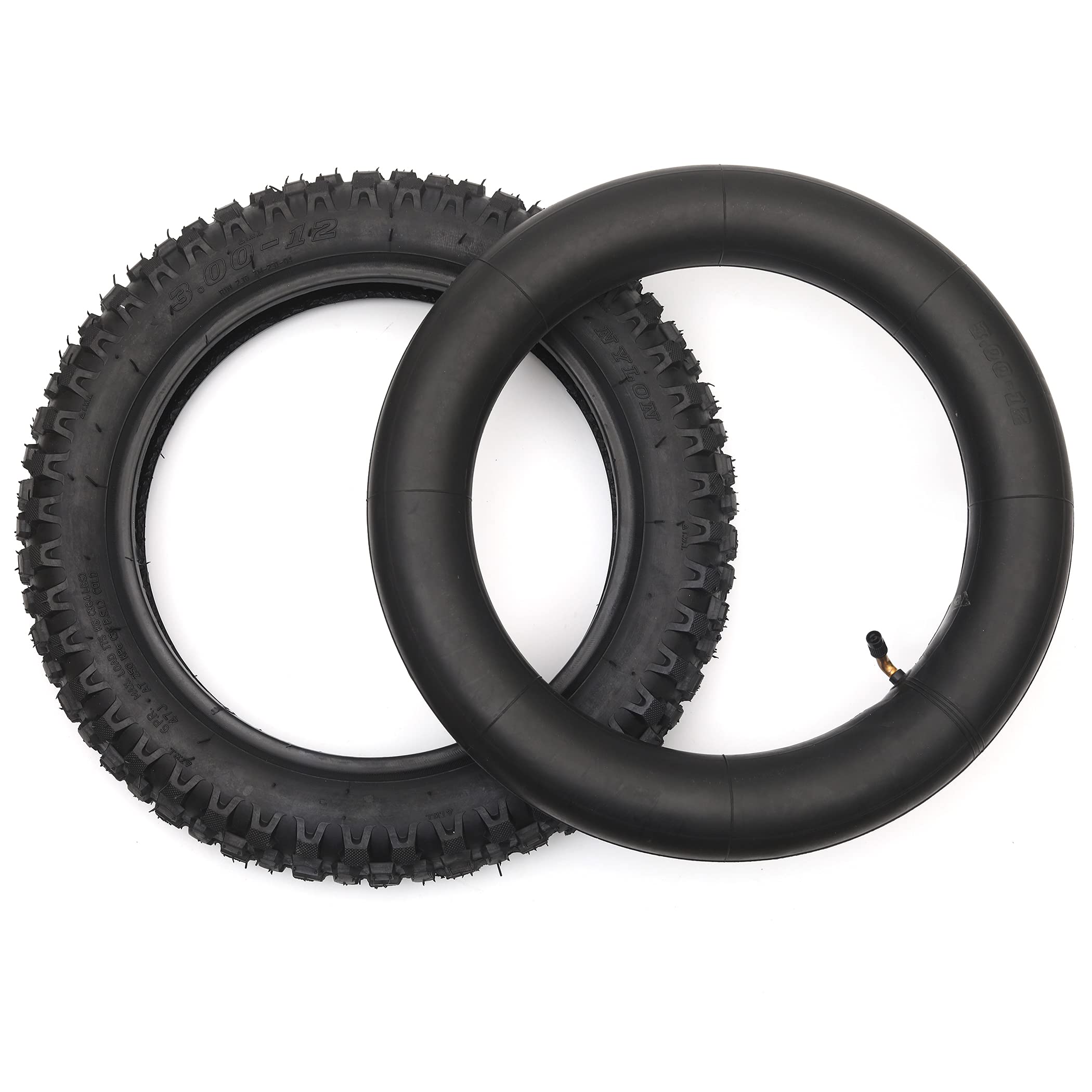 (1 Set) 3.00-12 Dirt Bike Tire And Inner Tube Set - Universal Replacement 80/200-12 Knobby Motocross Bike Tire And Tube For Honda Crf70F/Xr70, Yamaha Ttr 90, And More - With Vulcanized Tr87 Valve Stem