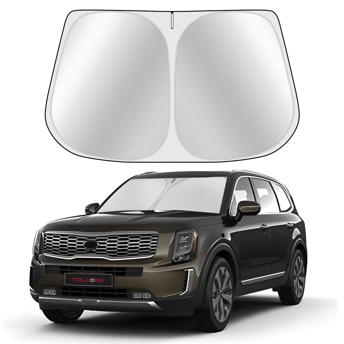 Toluoma Custom Fit Windshield Sun Shade For Kia Telluride 2020-2025 - Full Coverage, 210T Reflective Fabric, Double-Layer Design