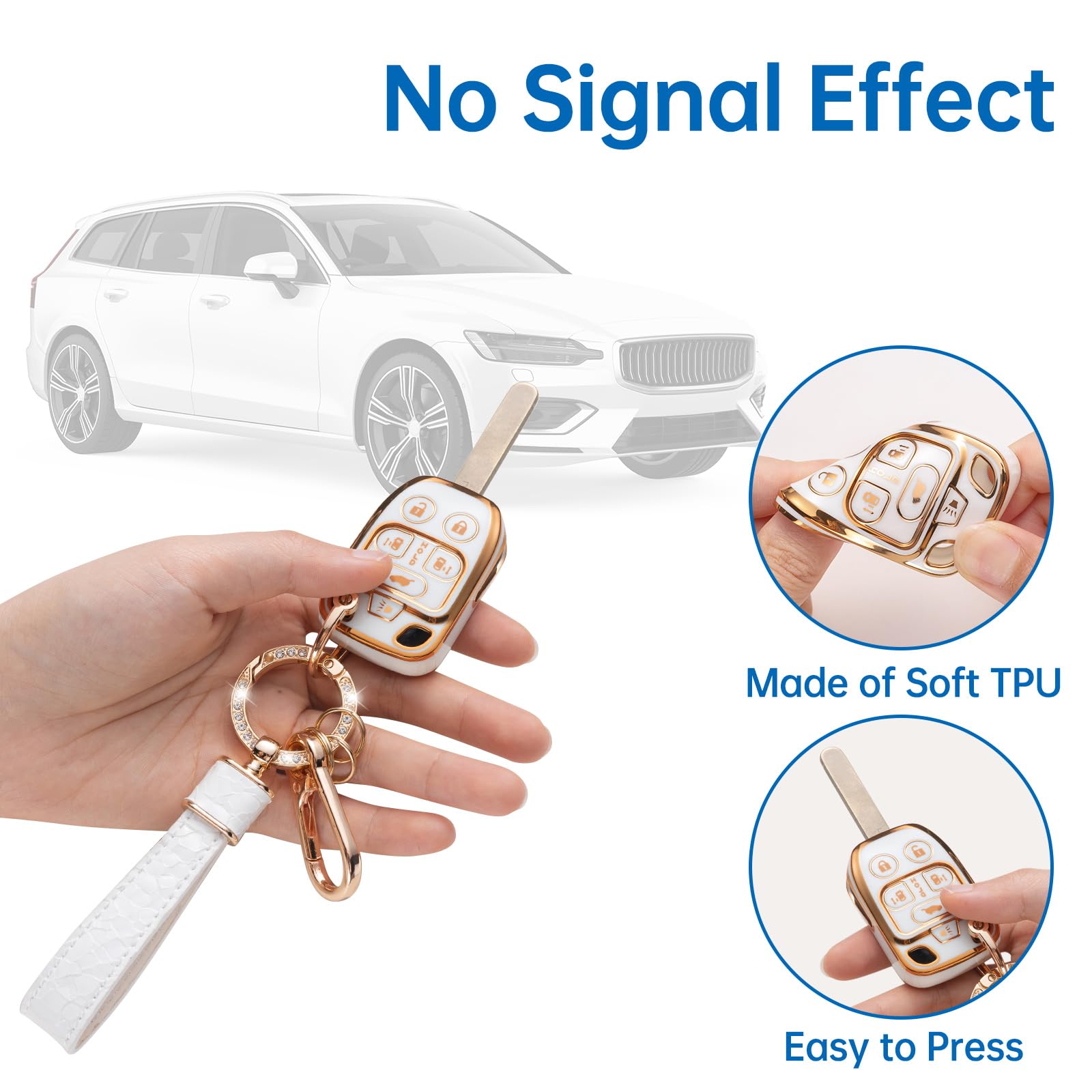 Cacarlike For Honda Key Fob Cover With Honda Keychain, Car Key Fob Case Compatible With Honda Odyssey 2011 2012 2013(N5F-A04Taa)
