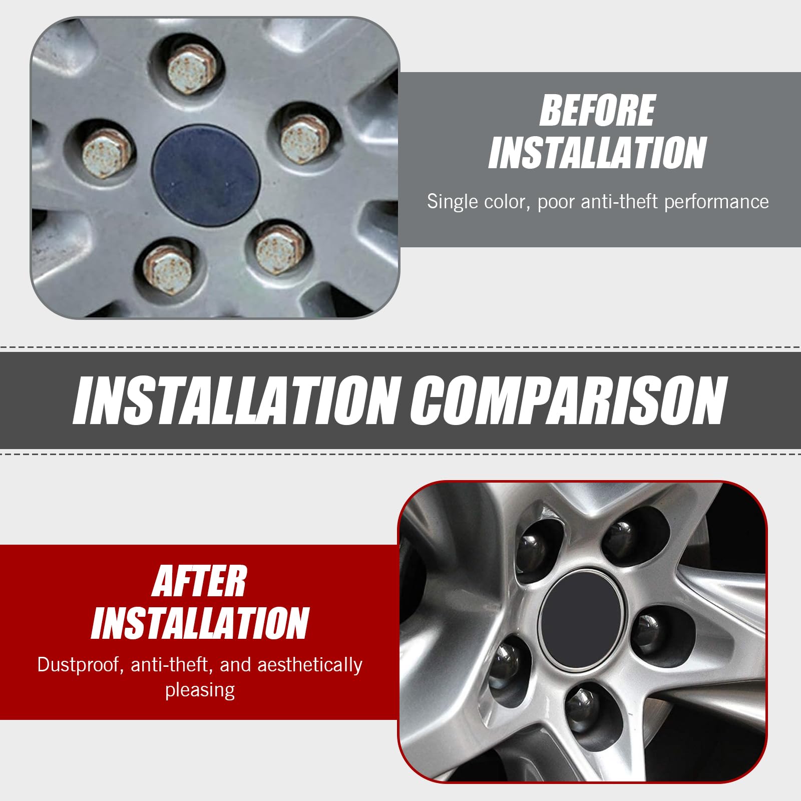 getfay Pack-21 Car Tire Screw Cap, 0.82/21mm Waterproof Dustproof Bolt Protection Cover with Disassembly Tool, Wheel Lug Nut C