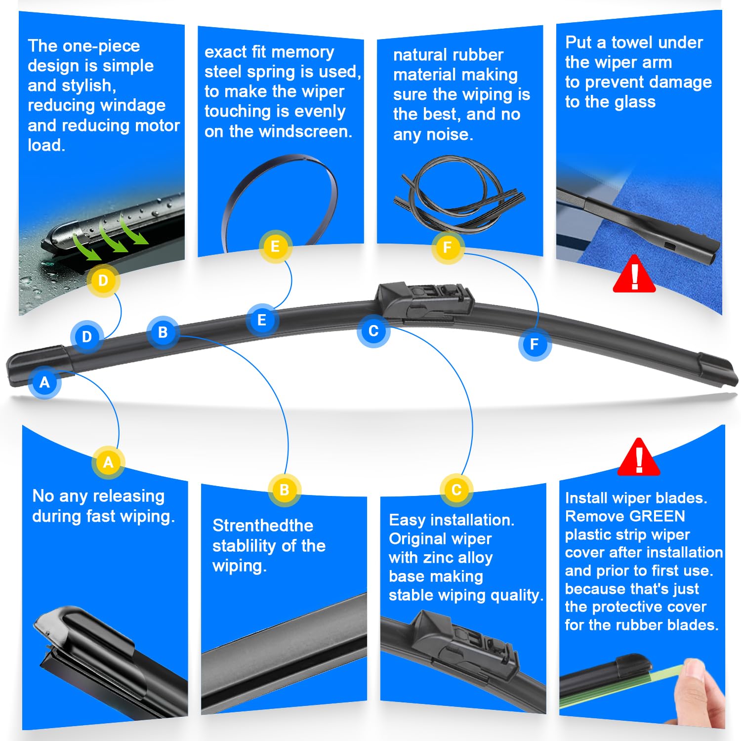 Raintok Windshield Wiper Blades Replacement For Subaru Outback 2020 2021 2022 2023 2024 Original Factory Quality Front Rear Wipe