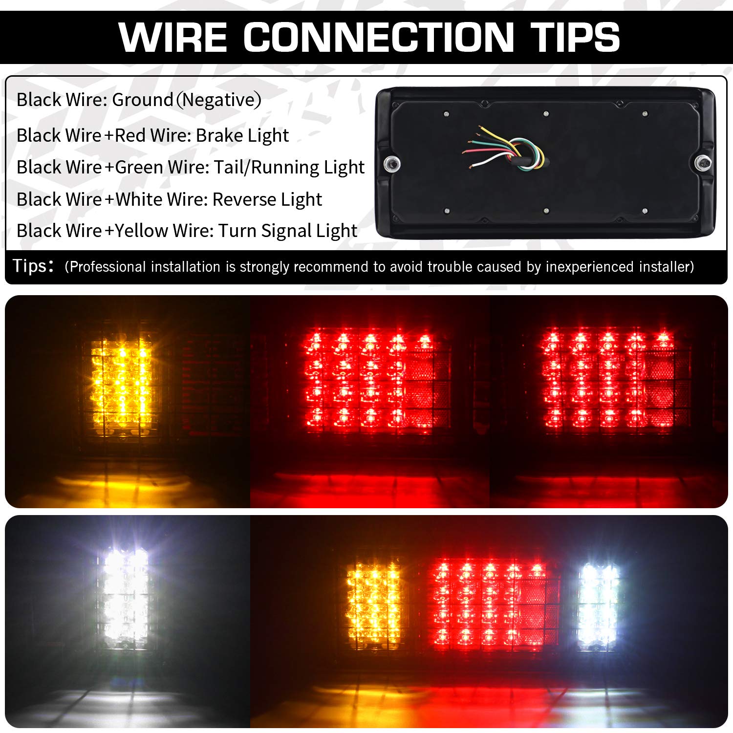 Linkitom 40 Led Truck Tail Light Bar, Super Bright Tail Turn Signal Brake Reverse Tail Light With Iron Net Protection For 12/24V Truck Boat Snowmobile Trailer Pickup Rv Camper Utv Ute Vans