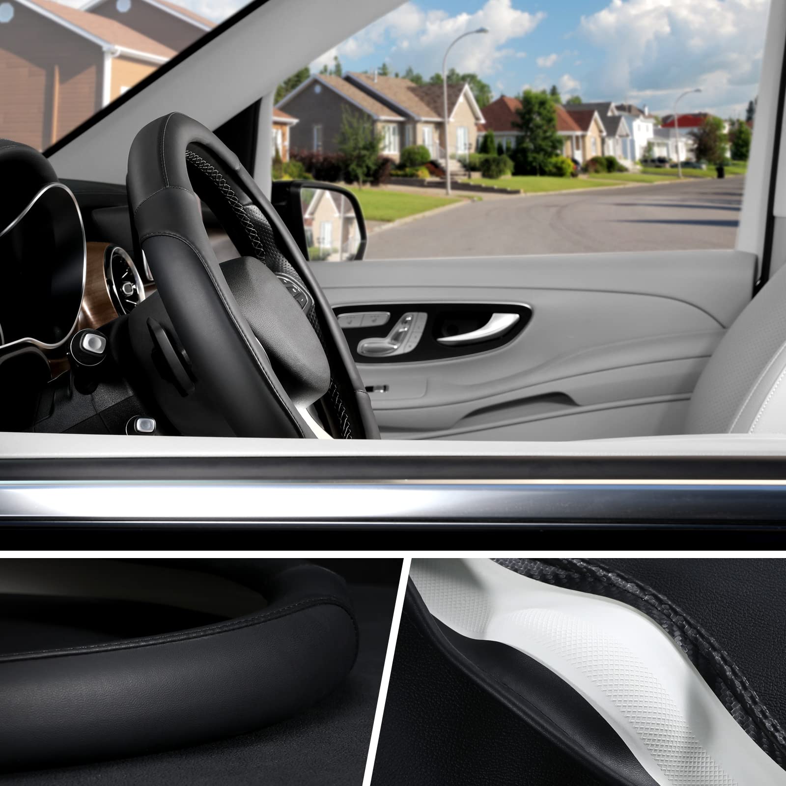 SEG Direct Car Steering Wheel Cover for All Standard-Size Steering Wheels with 14 1/2 inches - 15 inches Outer Diameter, Black M