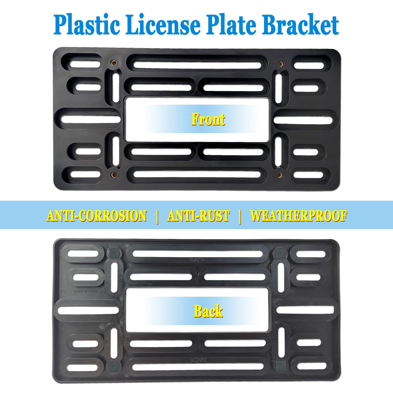 Zxfoog Front License Plate Holder Bracket- Front License Plate Mounting Kit For 2 Drill Holes Bumper, Universal Car Tag Adapter