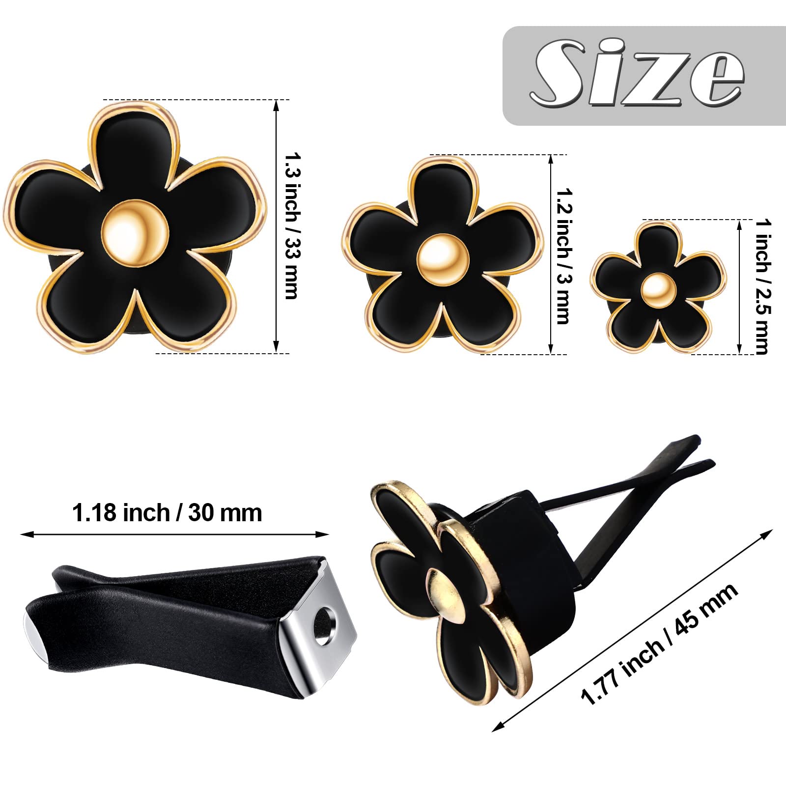 Frienda 6 Pcs Daisy Flower Air Vent Clip Air Freshener Outlet Clip Car Air Conditioning Clip Charm Car Inter Decor(Black, 2.5 Cm