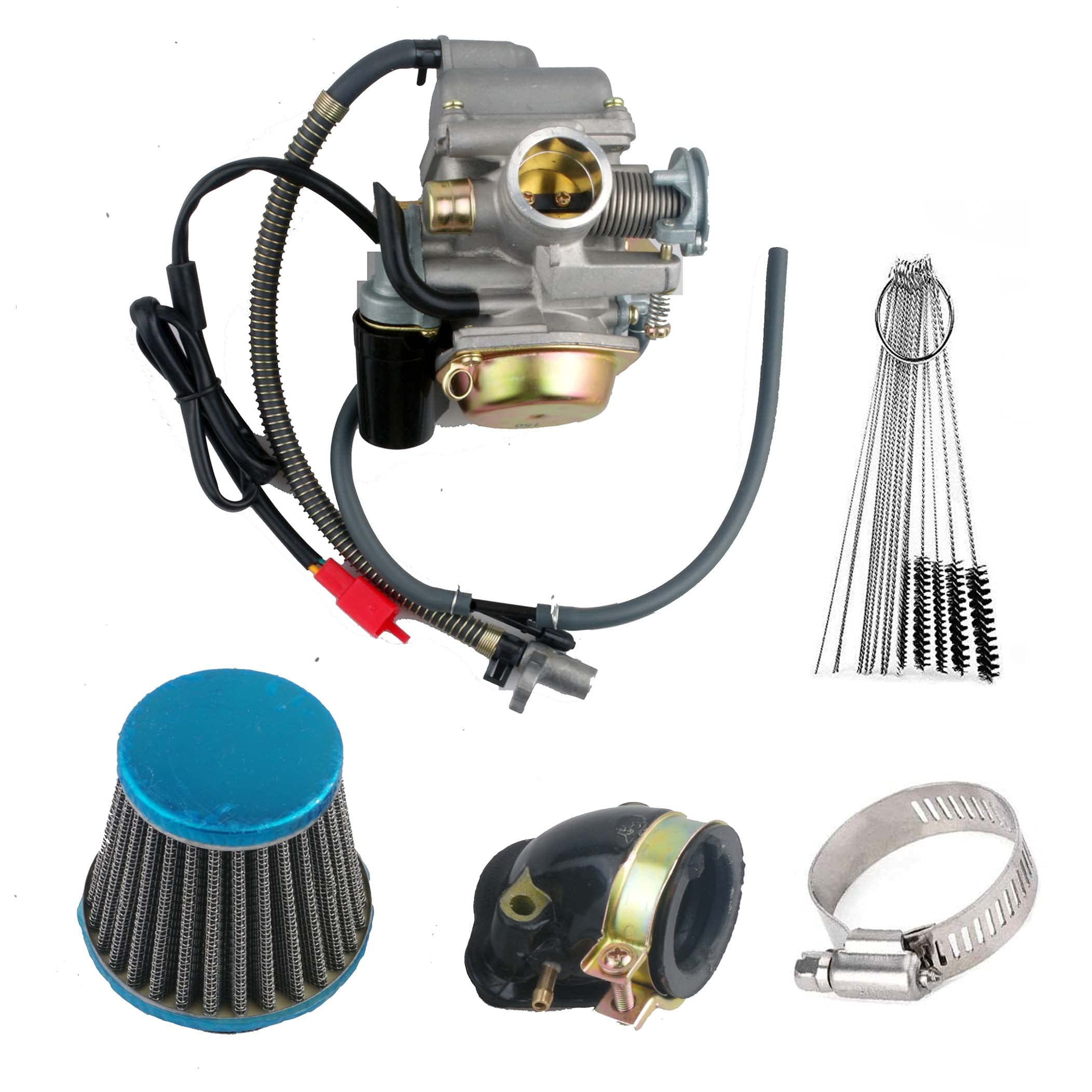 Dosens 150Cc Carburetor Compatible With Gy6 4 Stroke Engines Electric Choke Motorcycle Scooter 152Qmj 157Qmi With Air Filter Intake Manifold With Cleaning Brushes