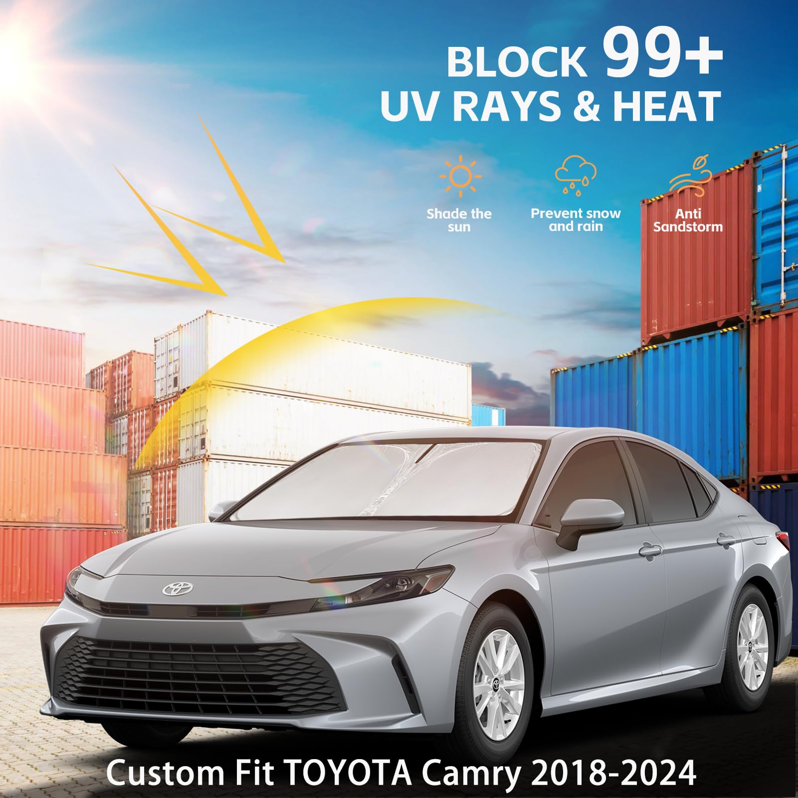 Windshield Sun Shade For Toyota Camry 2018-2023 2024 2025 Front Window Sunshade Custom Fit Camry Le Xle Hybrid Se Xse Sedan Sun