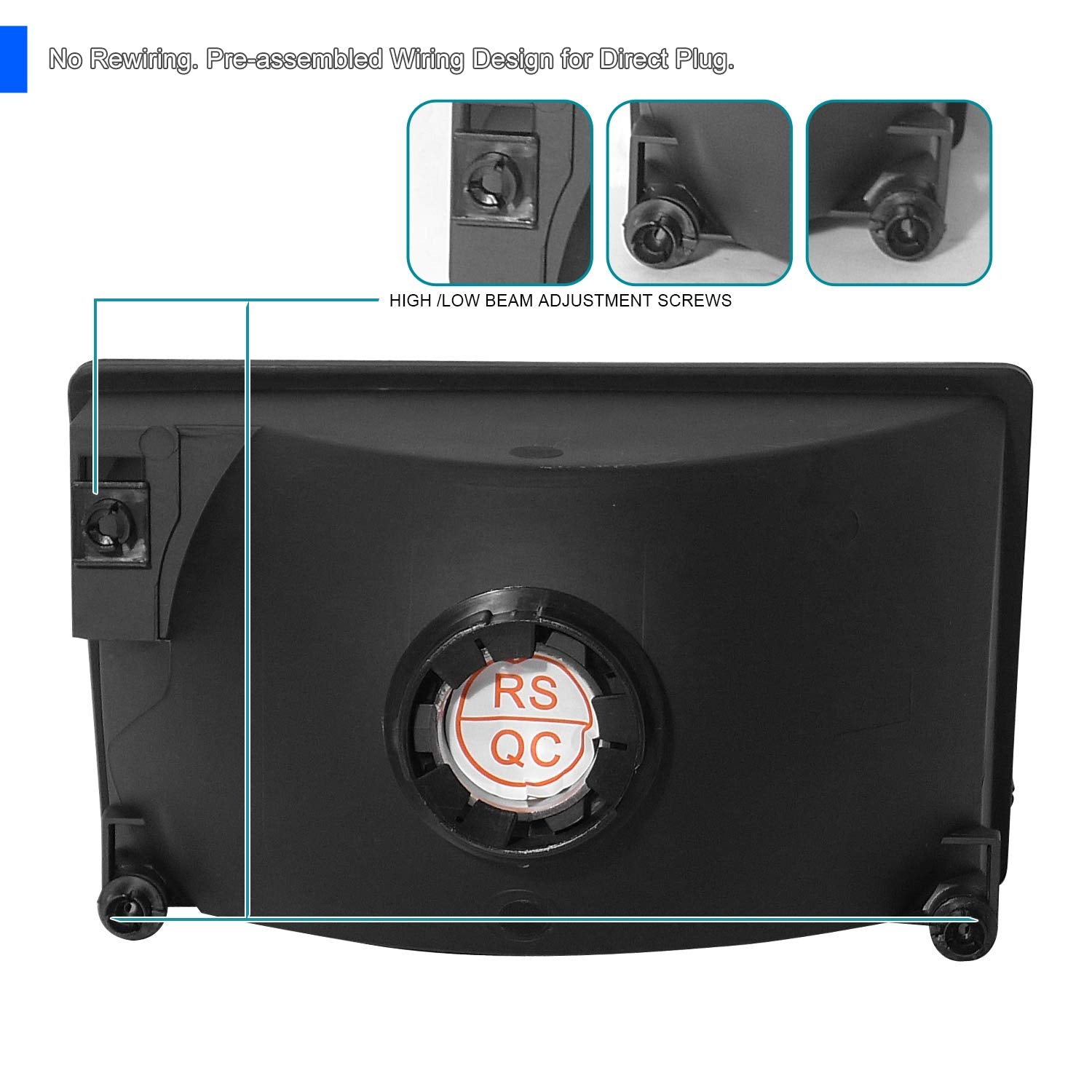 Spec-D Tuning Euro Crystal Black Clear Headlights Compatible With Jeep Grand Cherokee 1993-1998 L+R Pair Head Light Lamp Assembl