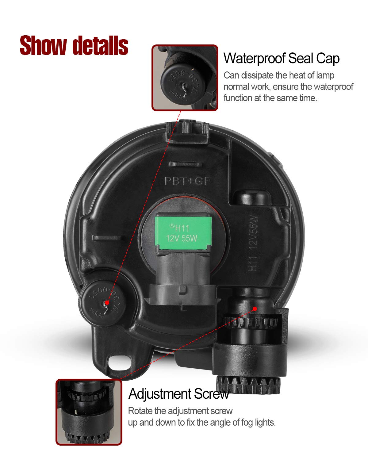 Autowiki Fog Lights Fit For 2007-2013 Bmw 3 Series Coupe E92/ 2014-2016 Bmw 5 Series Sedan F10 (All For M-Package Bumper Models)