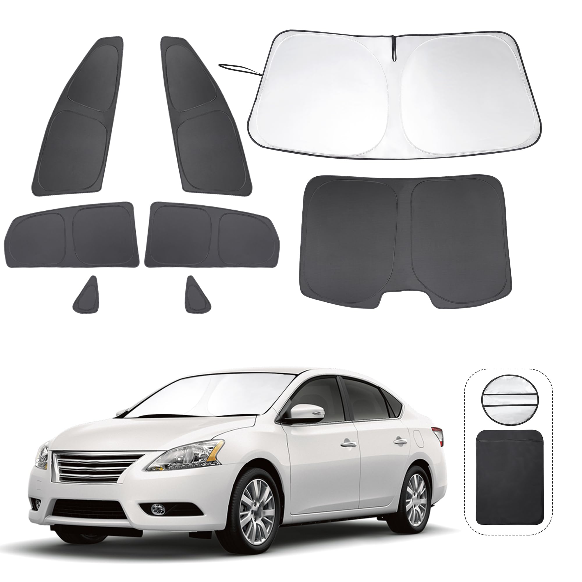 TINGLU Window Shades for Nissan Sentra 2014 2015 2016 2017 2018 2019 Accessories Car Side Full Windows Rear Triangular Windshiel