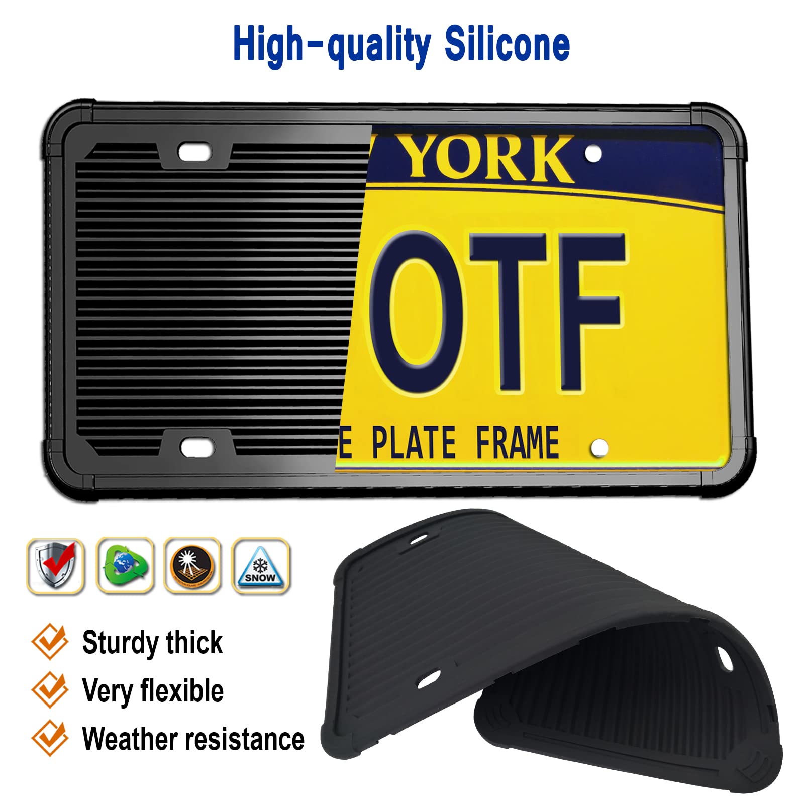 Aootf Trailer License Plate Bracket Holder- Truck/Rvs/Boats Aluminum Car Tag Frame And Black Silicone Cover, Universal License Plate Light Mounting Kit With Stainless Steel Screw Cap