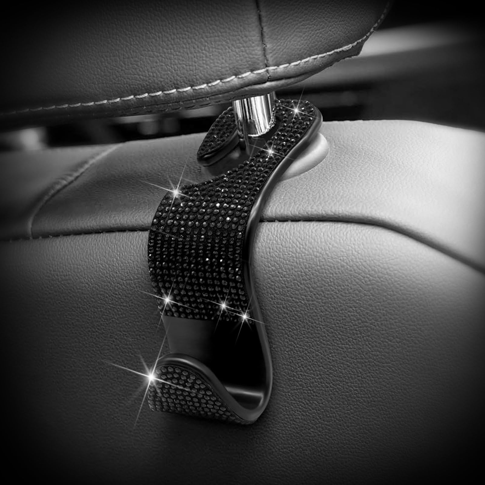 Generic Car Purse Hook Bling Car Headrest Hook For Women Girls, 4 Packs Auto Back Seat Hangers Rear Headrest Hook For Purse, Bag