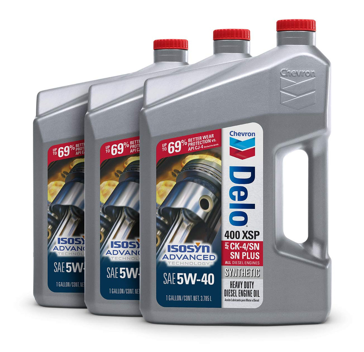 Delo 400 Xsp Heavy Duty Full Synthetic Diesel Engine Oil 5W-40, 1 Gallon, Pack Of 3