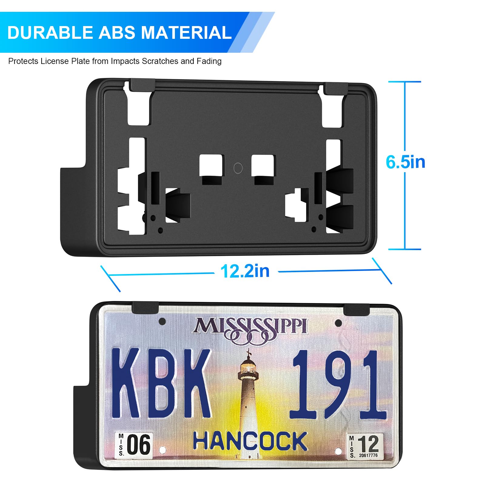 Podestaa License Plate Frame for 2021-2023 Ford F150 - Black ABS, Model FLP-F150, Fits 2.7L 3.0L 3.5