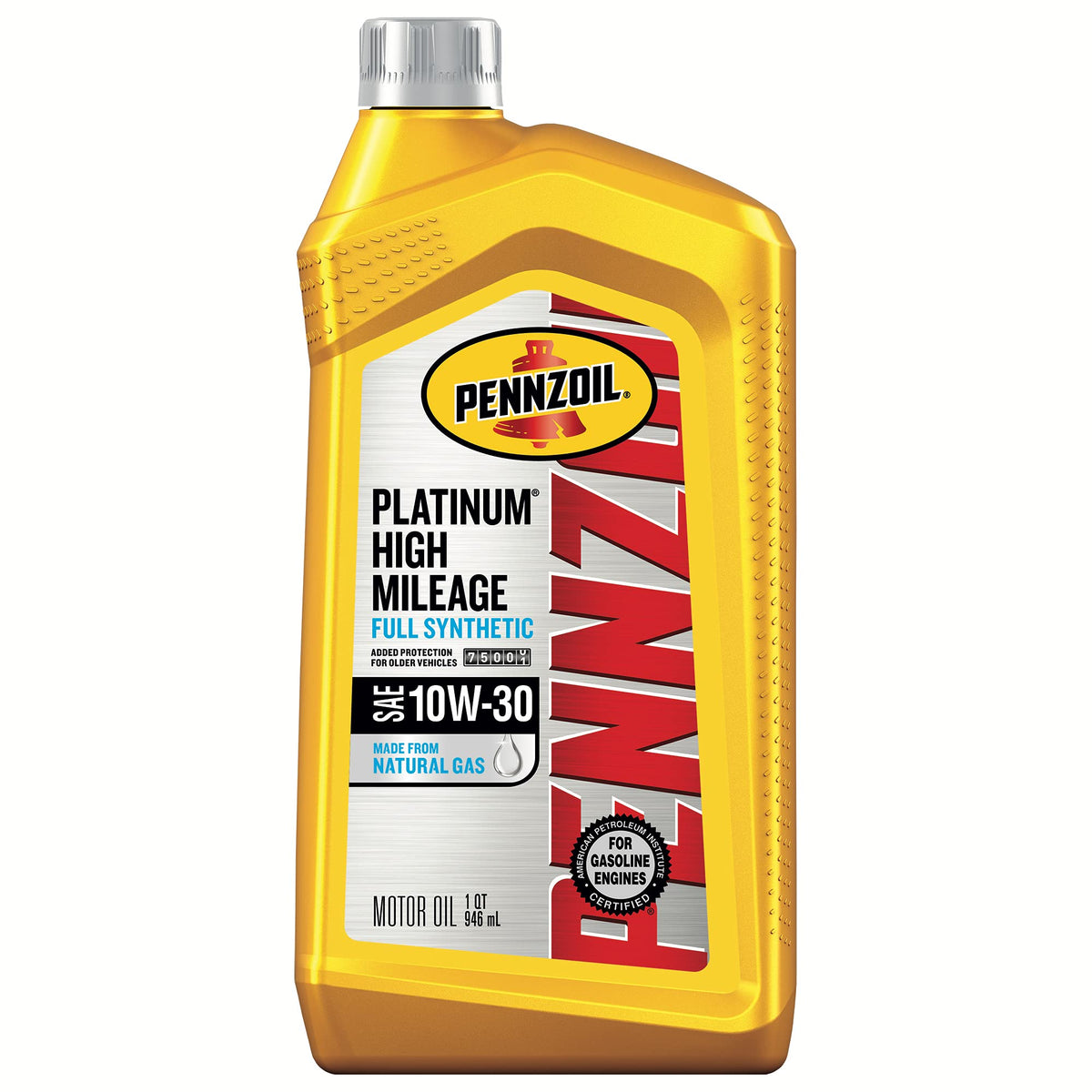 Pennzoil Platinum High Mileage Full Synthetic 10W-30 Motor Oil For Vehicles Over 75K Miles (1-Quart, Case Of 6)